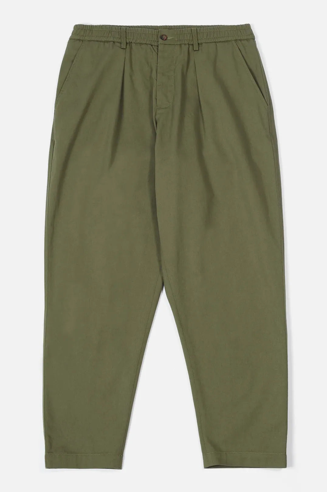 Pleated Track Pant - Light Olive Twill