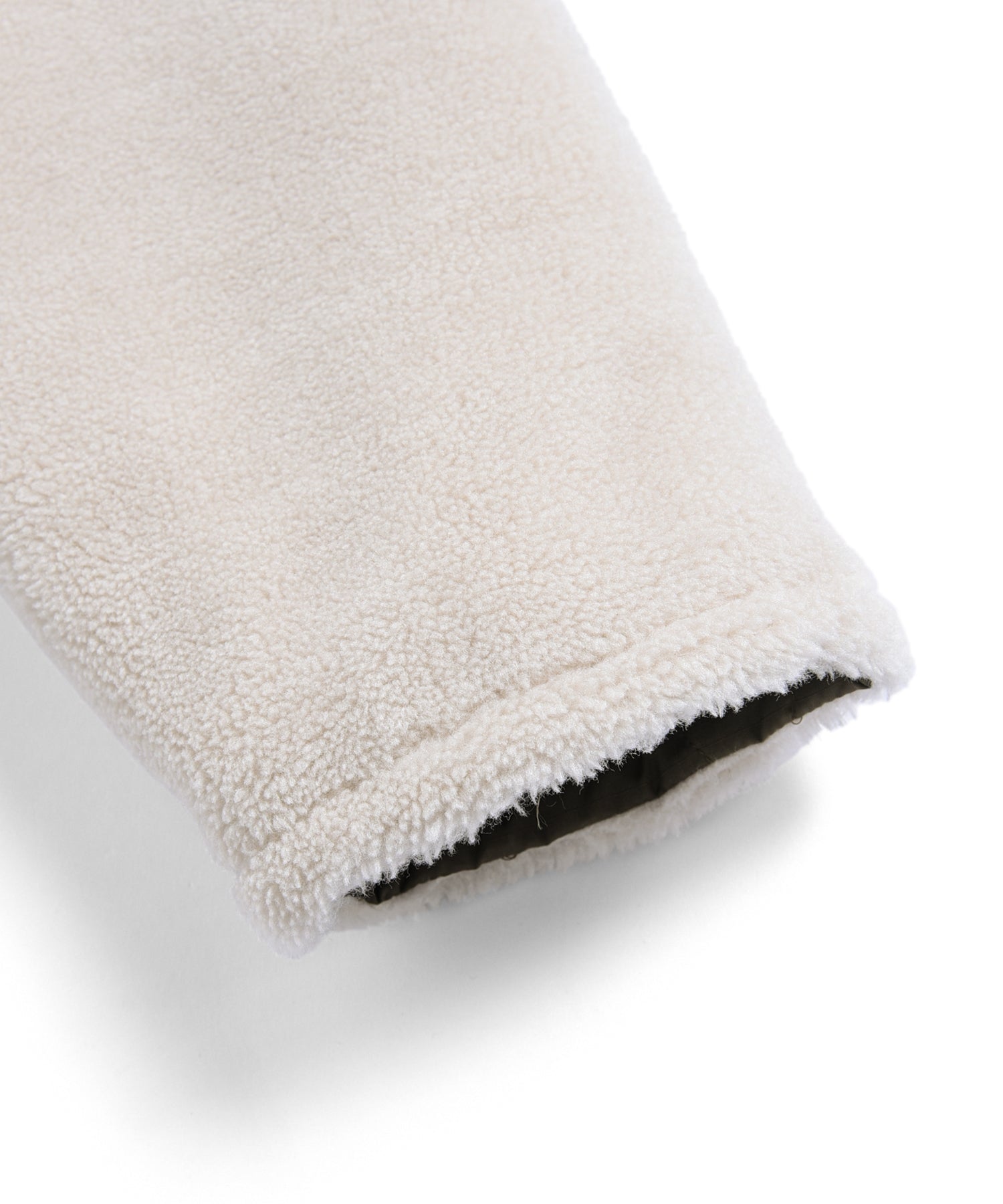 Military Down/Boa Reversible Coat - Dark Olive/Cream