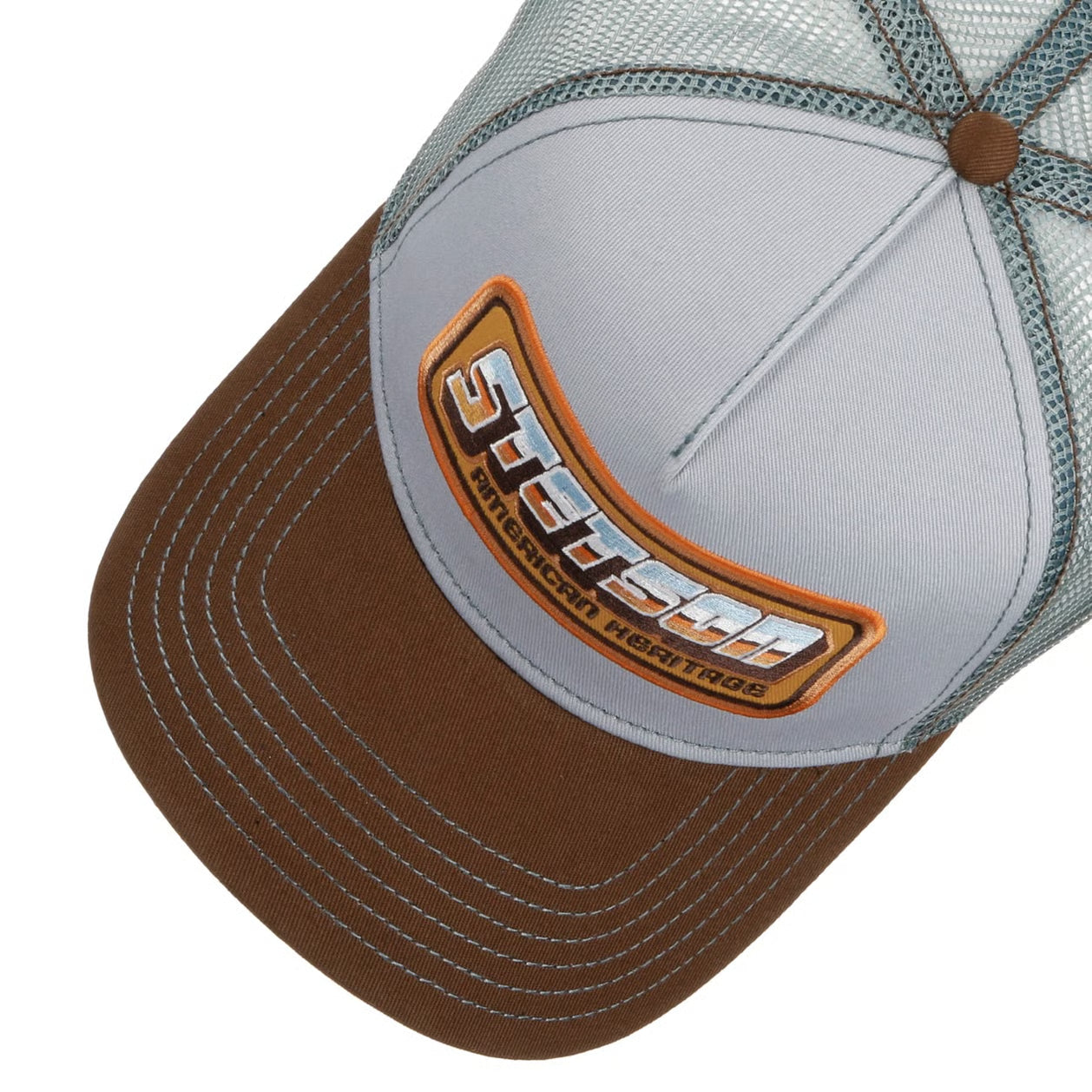 American Heritage Patch Trucker Cap - Brown/Blue