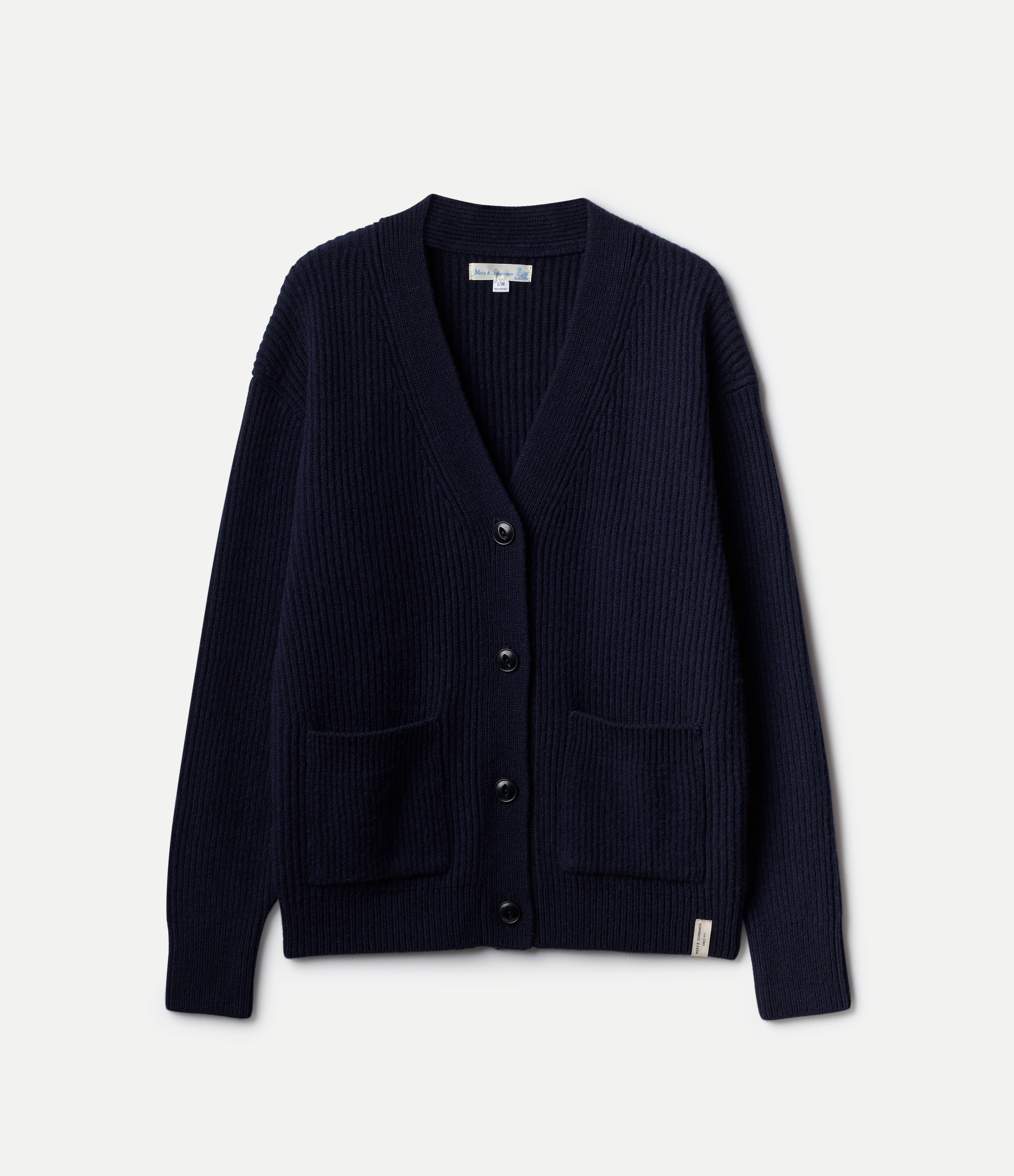 Merino/Cashmere Knitted Cardigan - Dark Navy