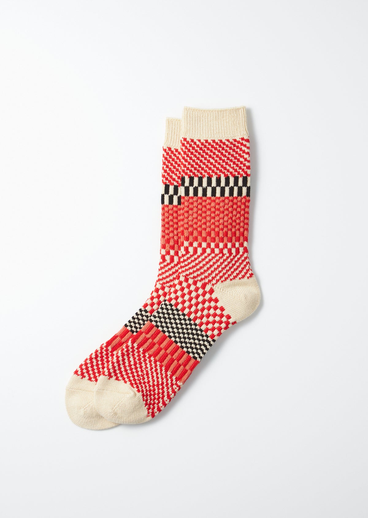Check & Step Socks - Red
