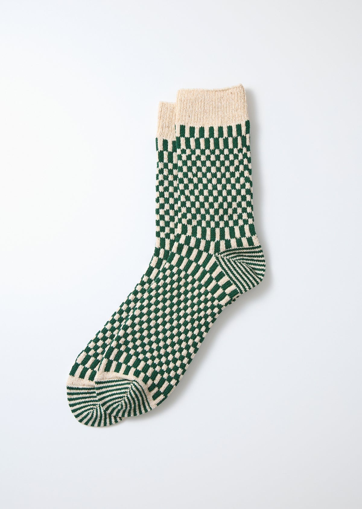 Checkerboard Pattern Socks - Green