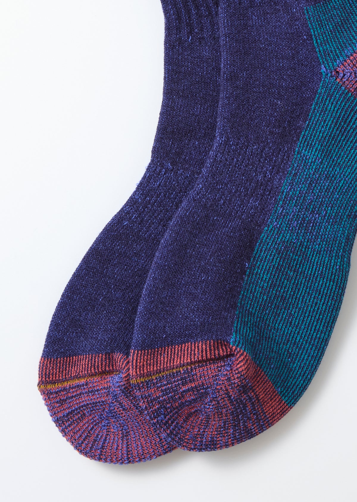 Double Face Merino Pile Socks - Blue/Brown