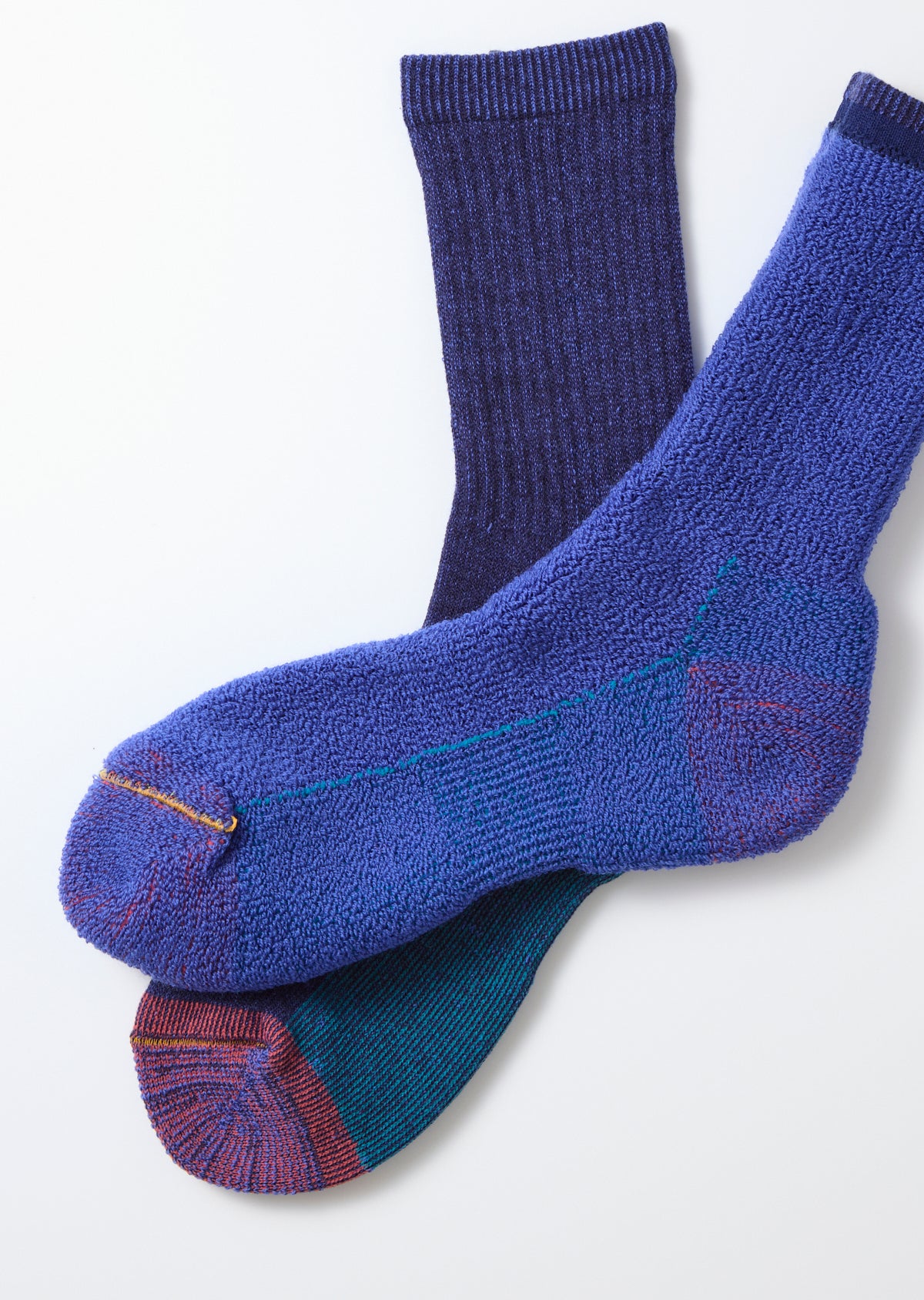 Double Face Merino Pile Socks - Blue/Brown