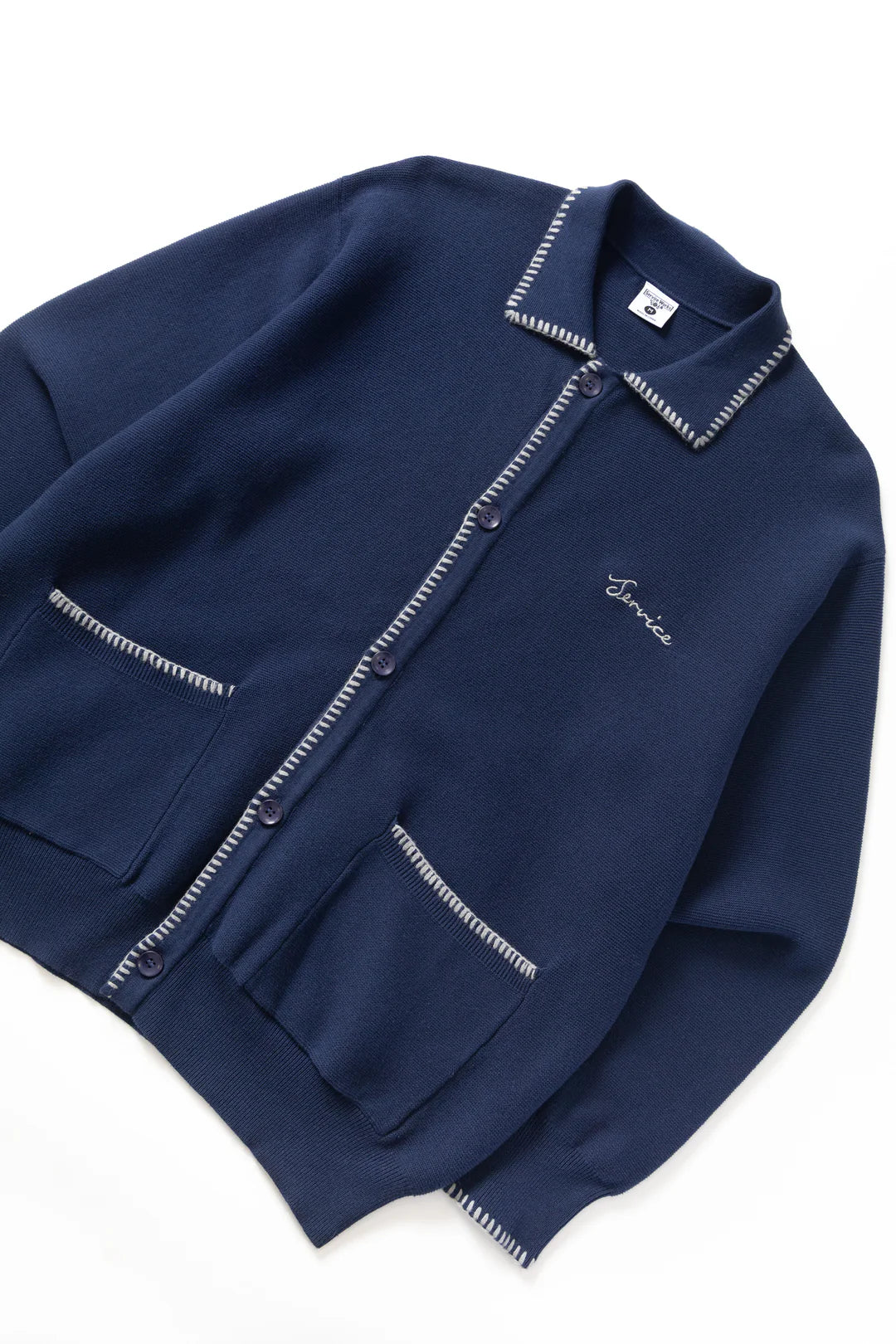 Blanket Stitch Cardigan - Navy