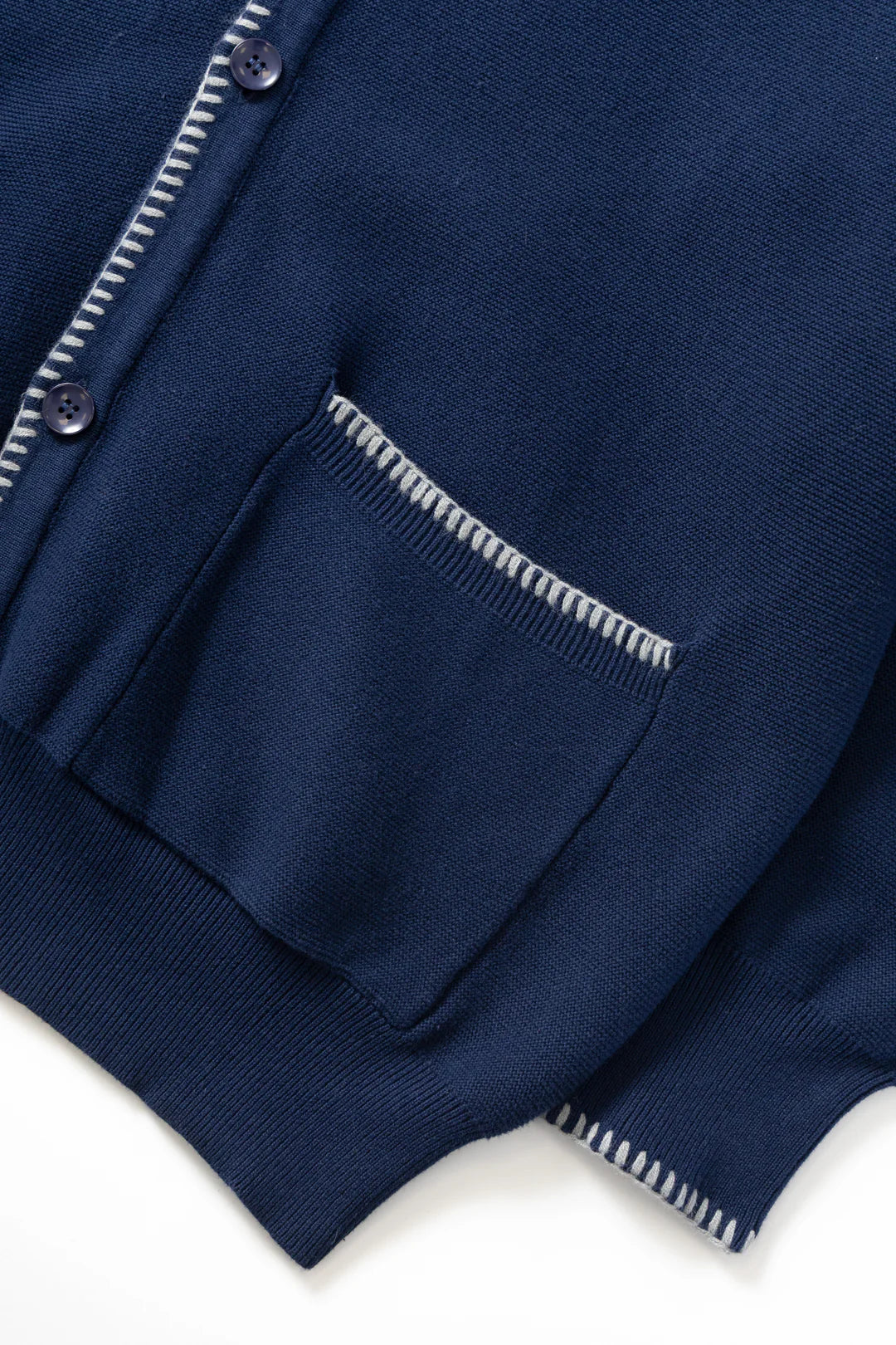 Blanket Stitch Cardigan - Navy