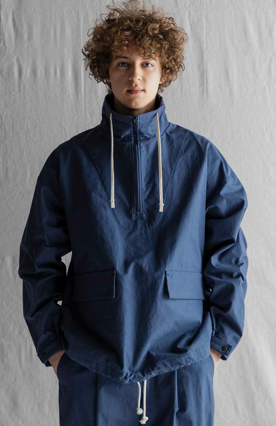 Back Nep Himo Stand Neck - Classic Navy