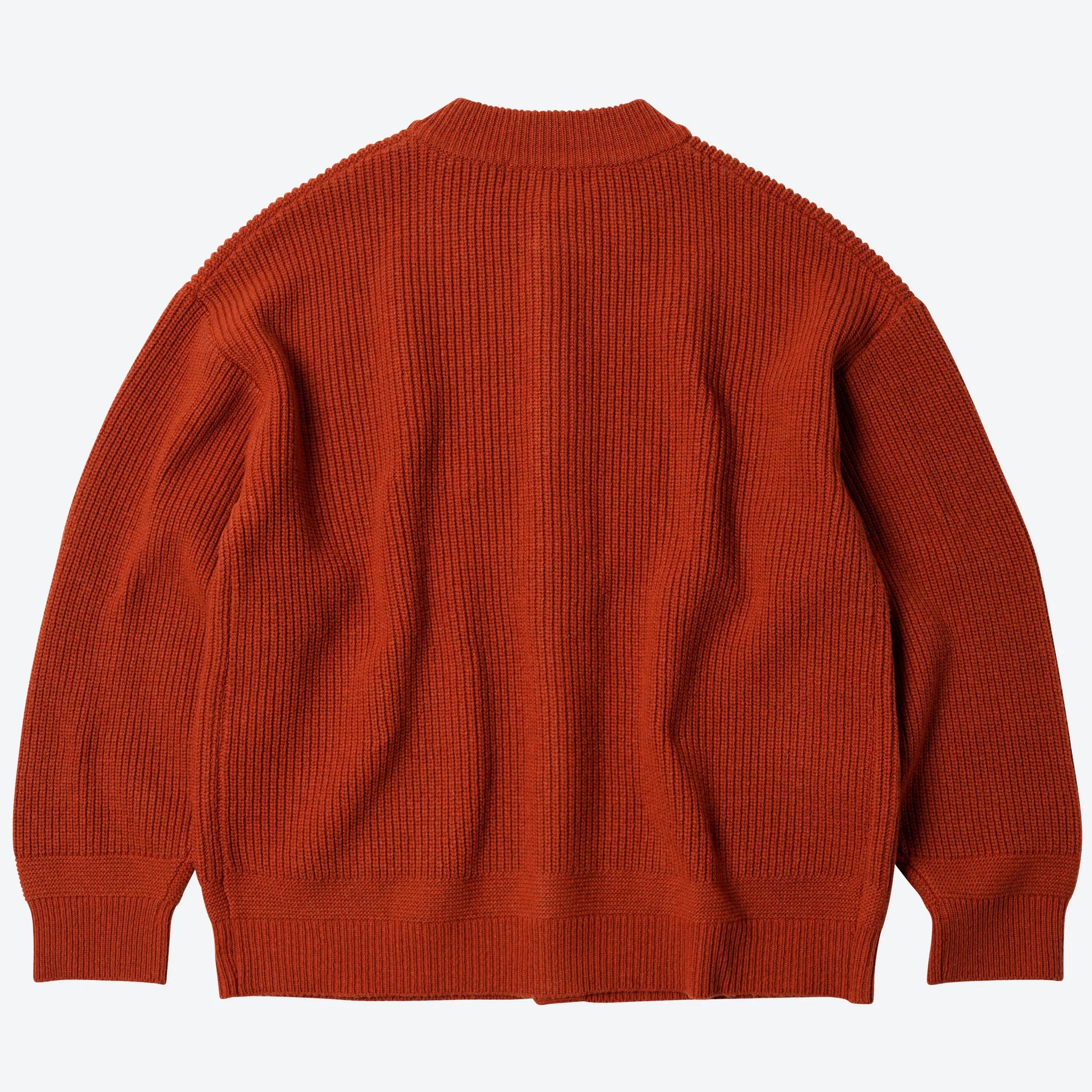 Heavy Wool Round Cardigan - Brick