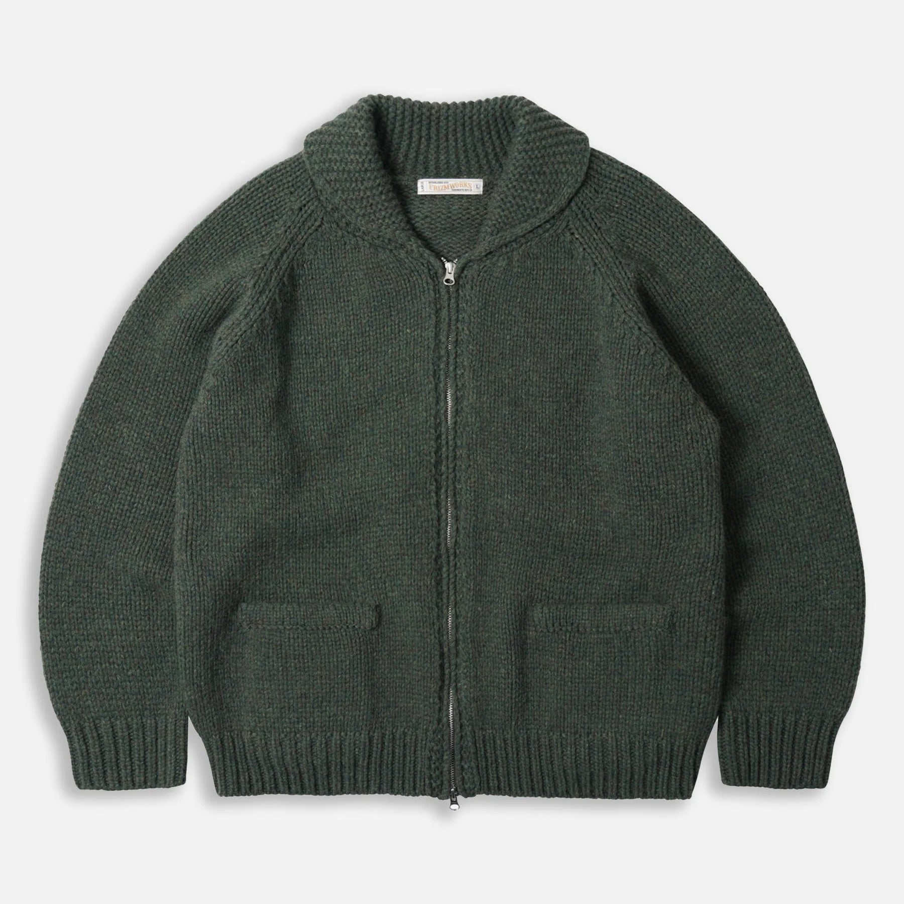 Heavy Cowichan Zip Up Cardigan - Forest Green