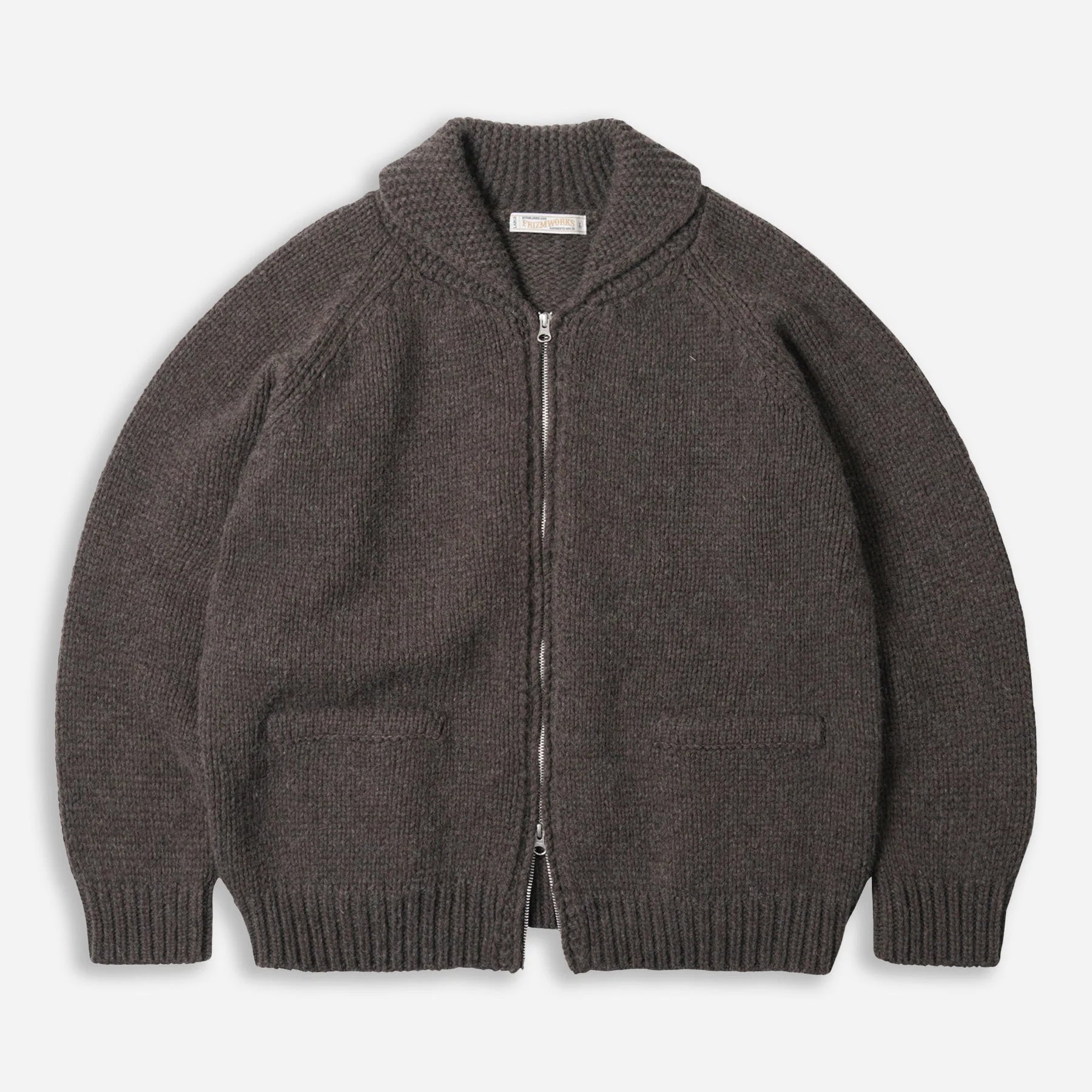 Heavy Cowichan Zip Up Cardigan - Sephia