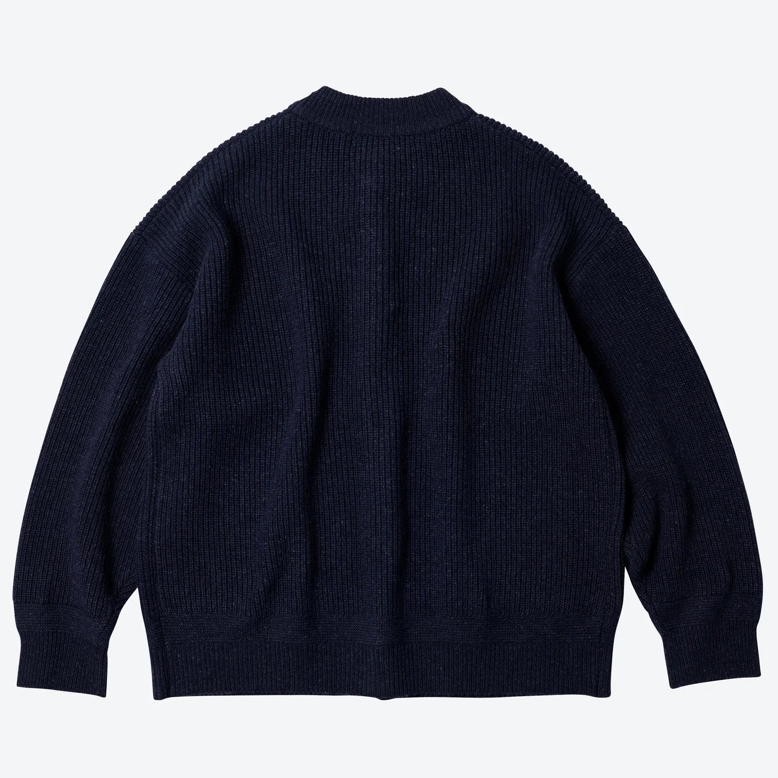 Heavy Wool Round Cardigan - Indigo
