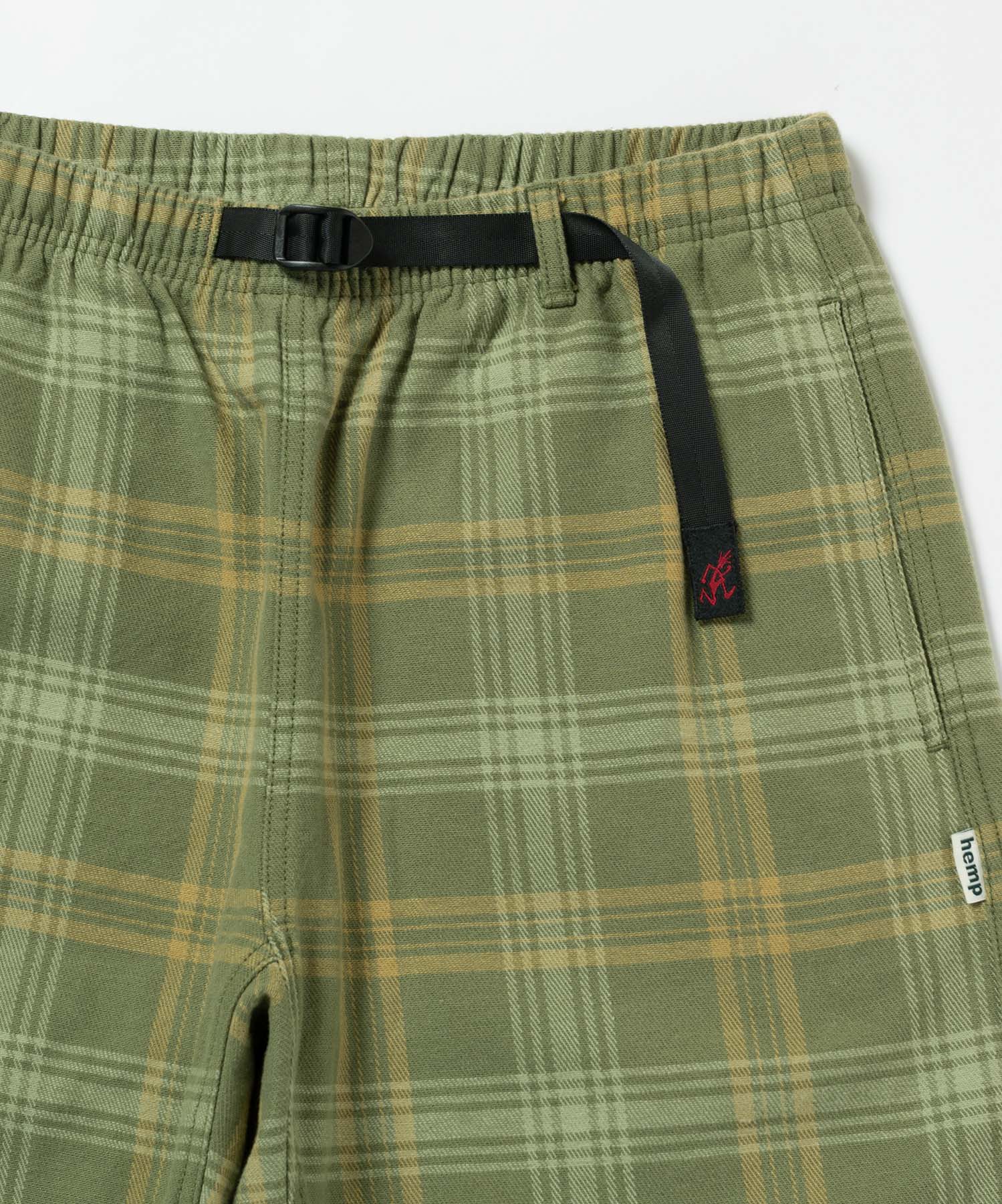 Hemp G-Short - Plaid, Green