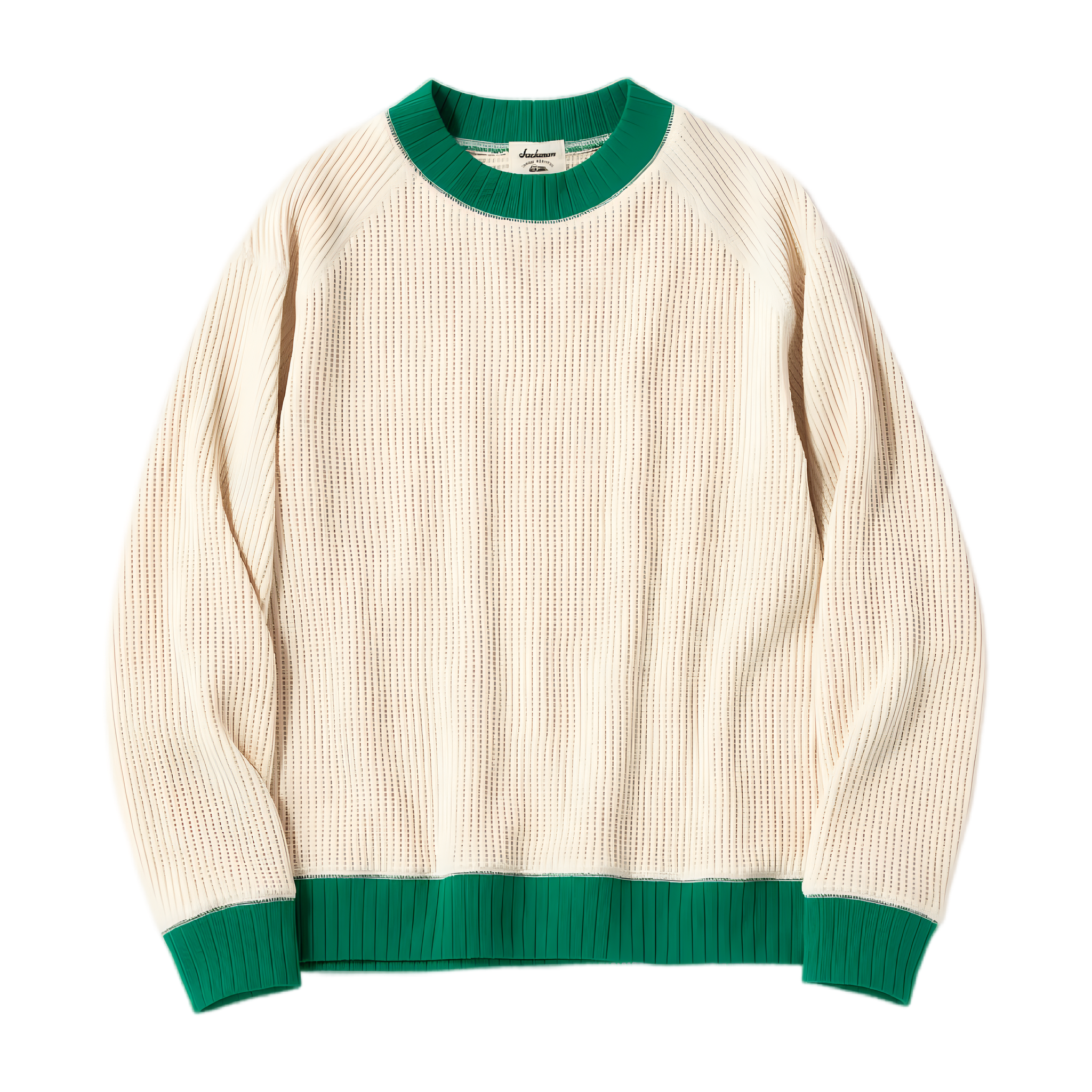 Waffle Midneck - Ivory/Green