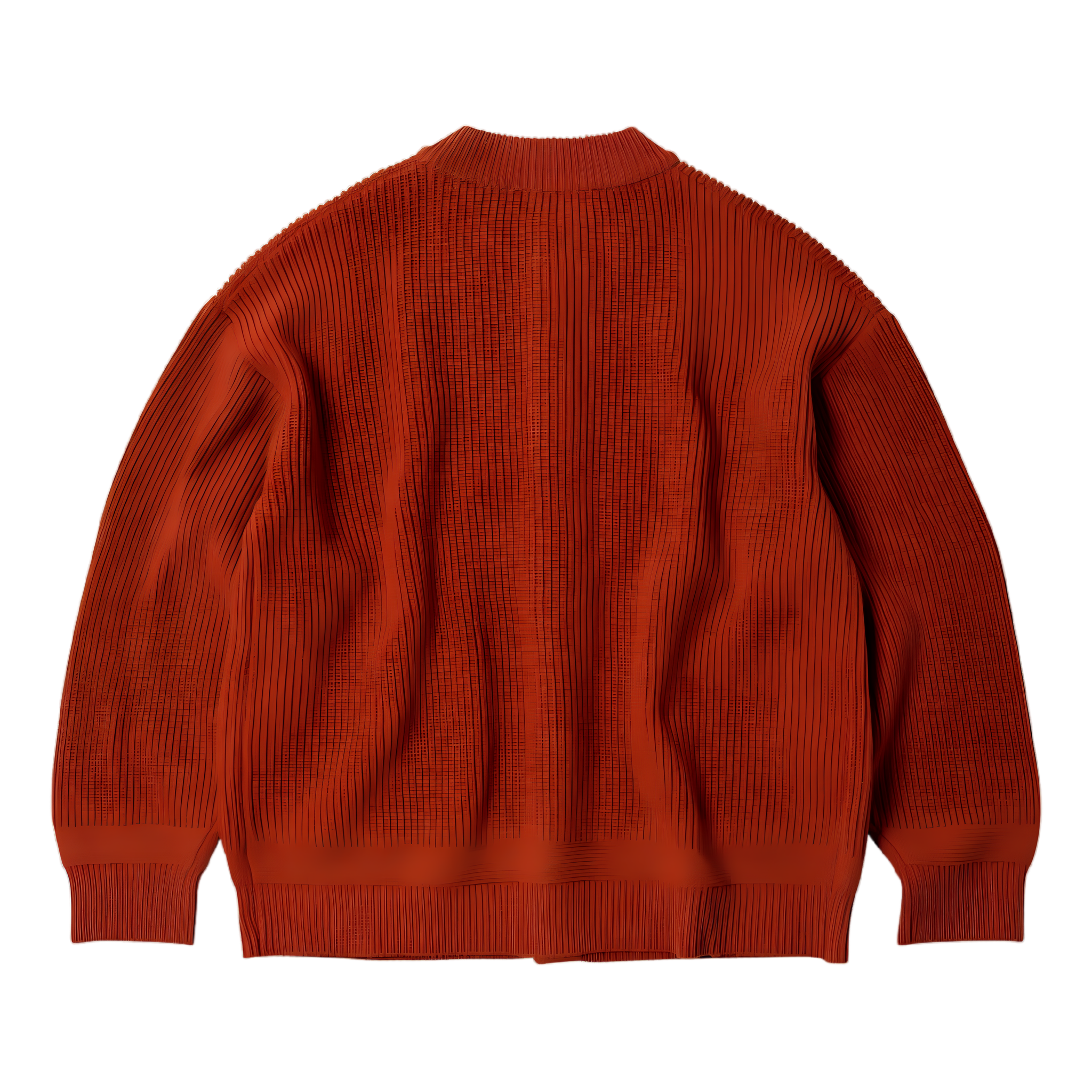 Heavy Wool Round Cardigan - Brick