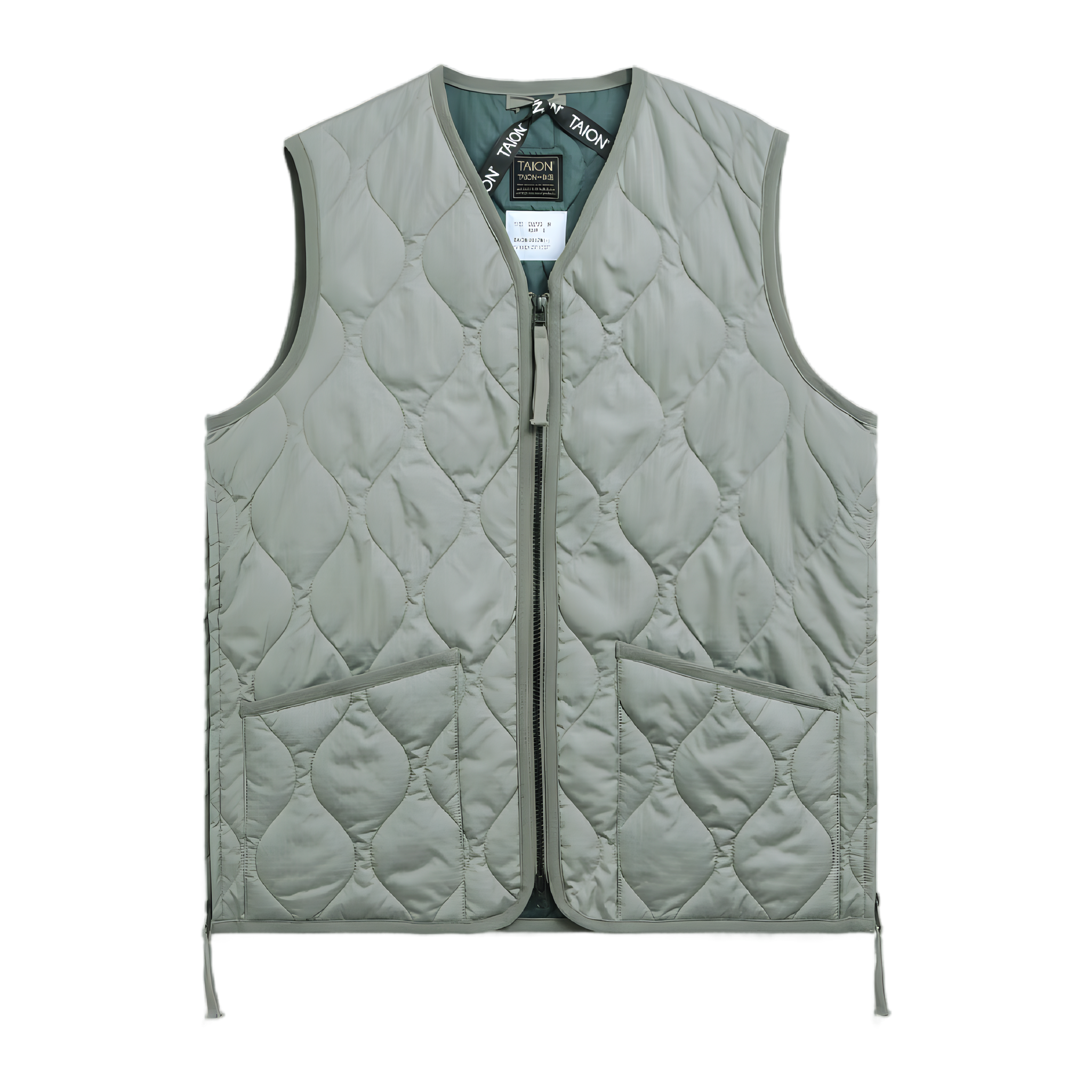 Military V-neck Zip Down Vest - Dark Sage/Green