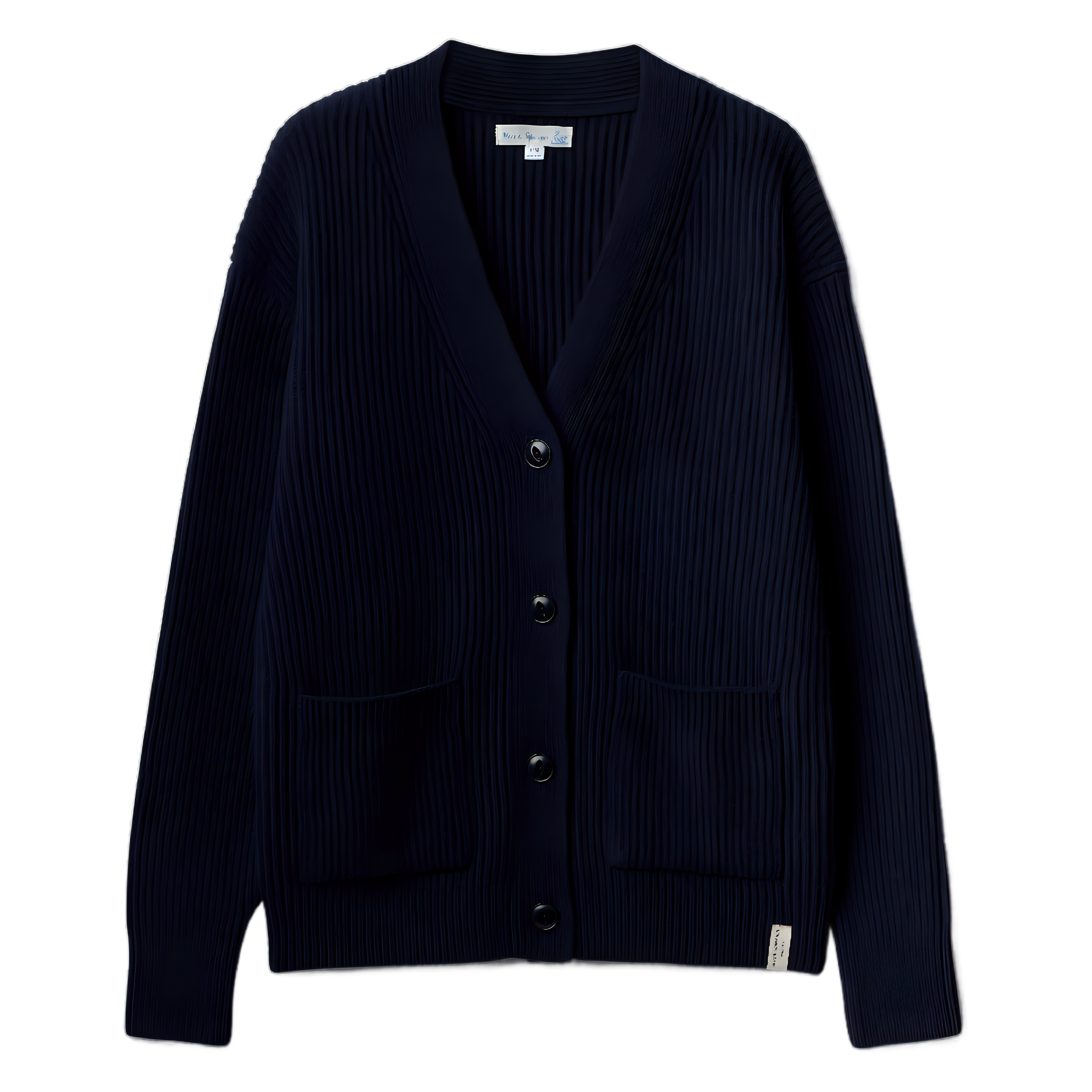 Merino/Cashmere Knitted Cardigan - Dark Navy