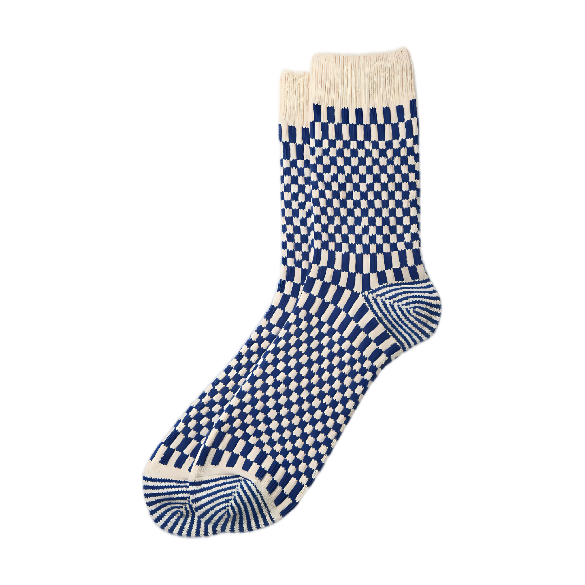 Checkerboard Pattern Socks - Blue