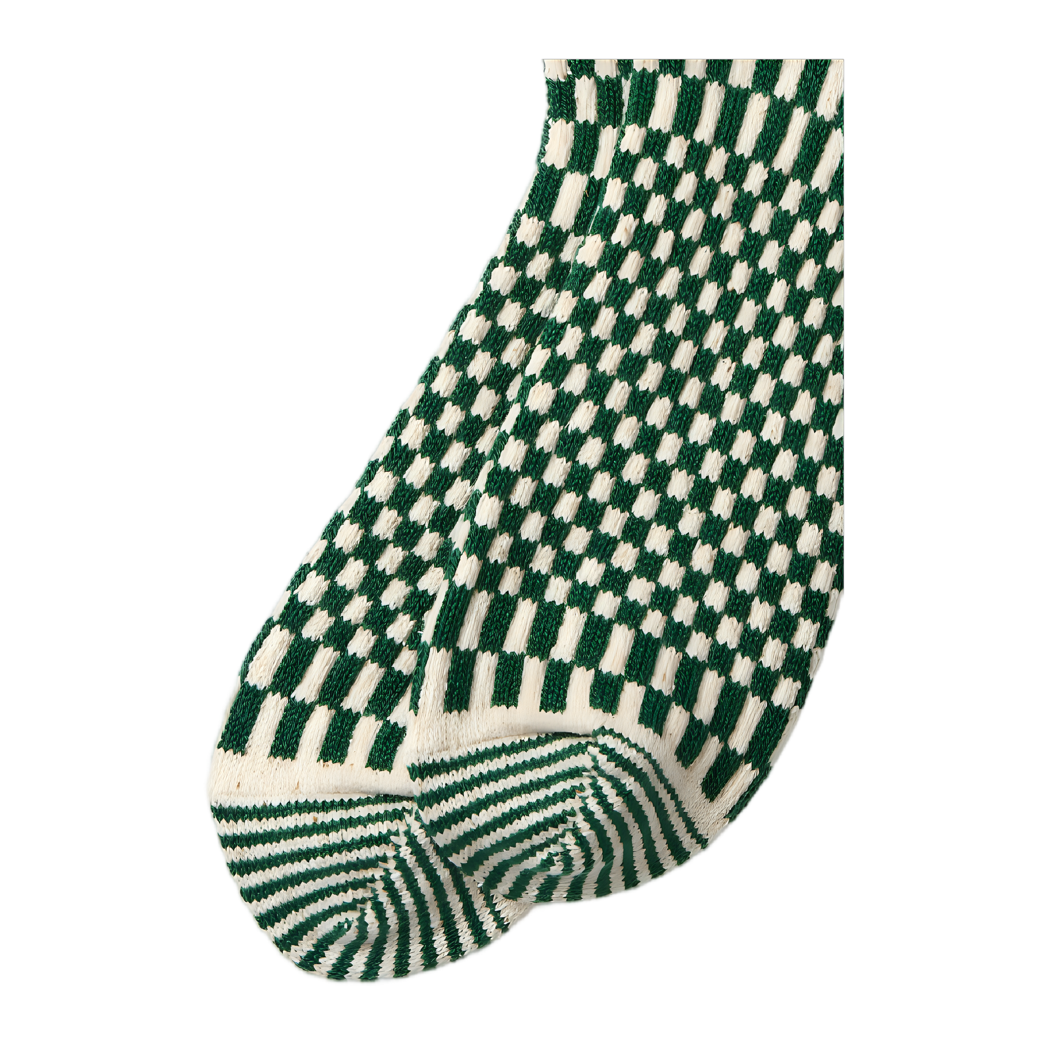 Checkerboard Pattern Socks - Green