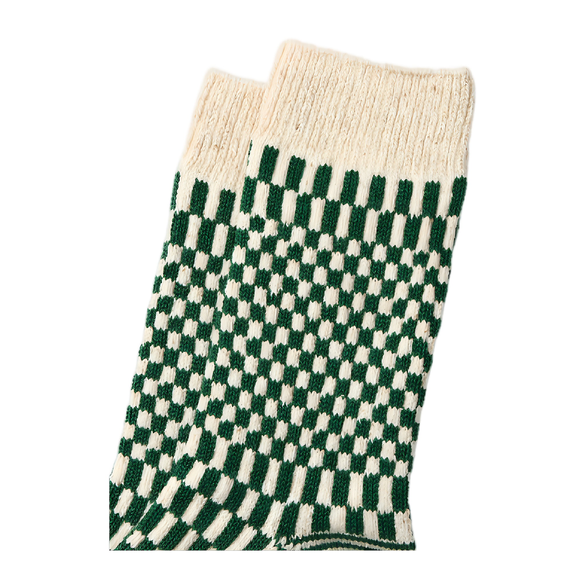 Checkerboard Pattern Socks - Green