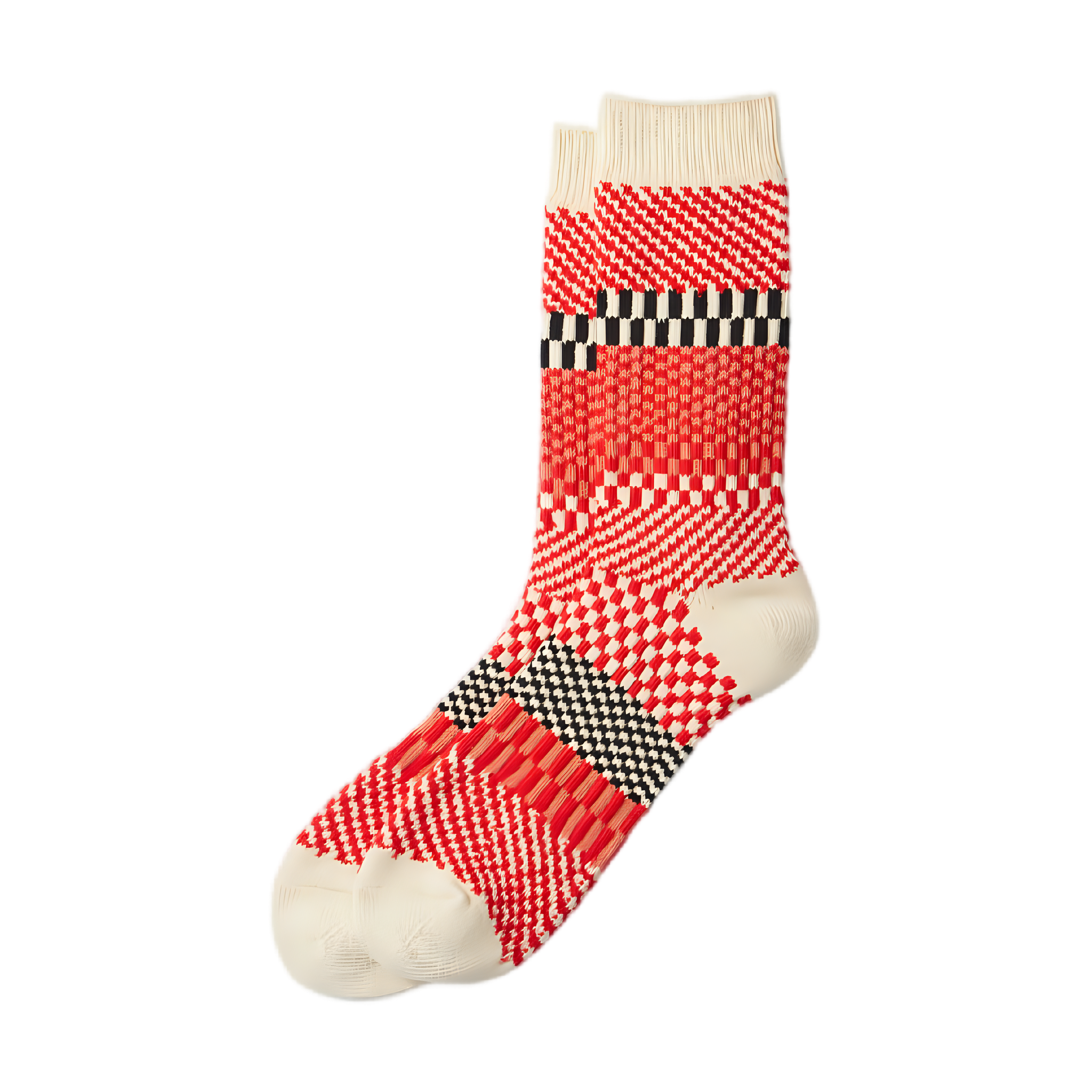 Check & Step Socks - Red