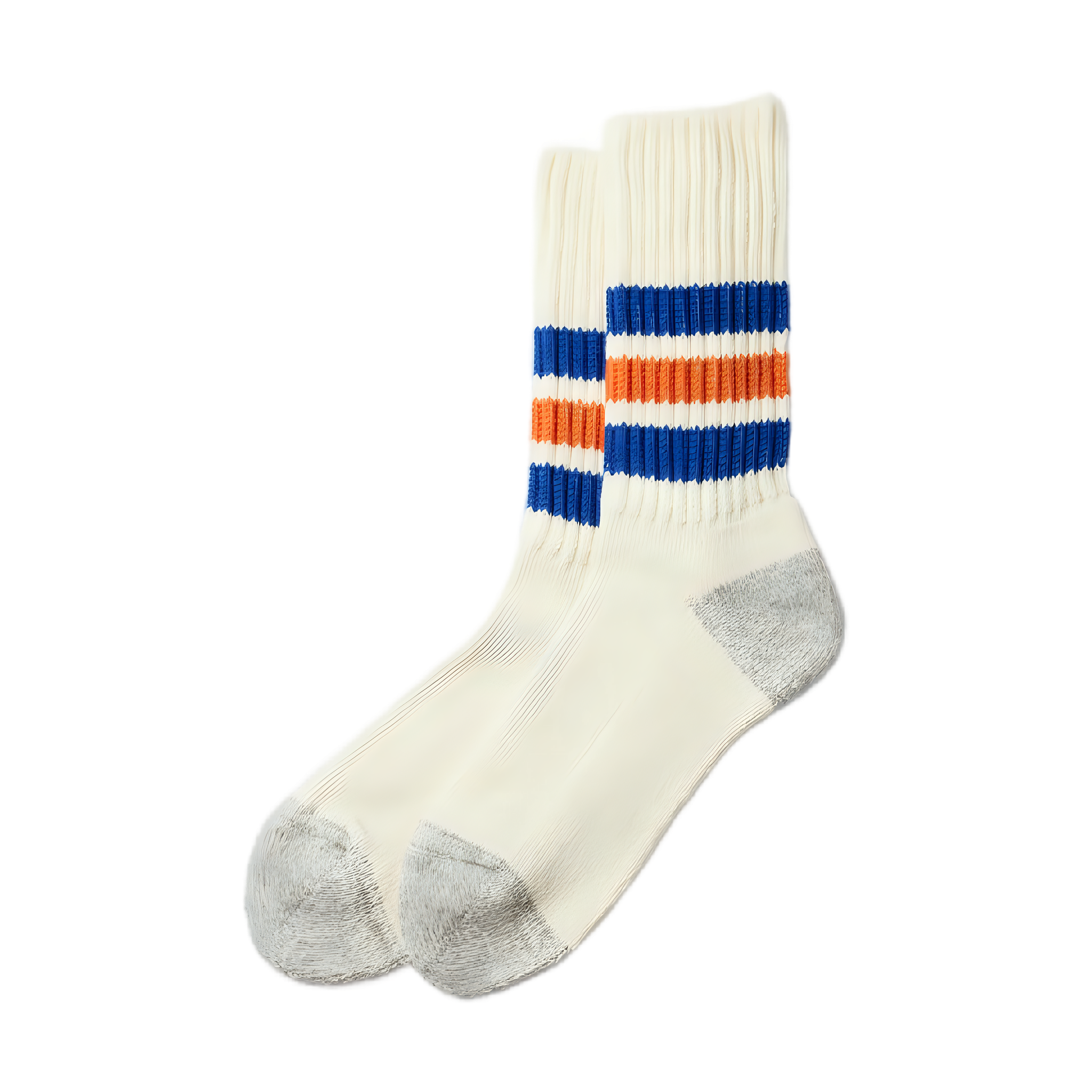 Coarse Ribbed Oldschool Crew Socks - Blue/Orange