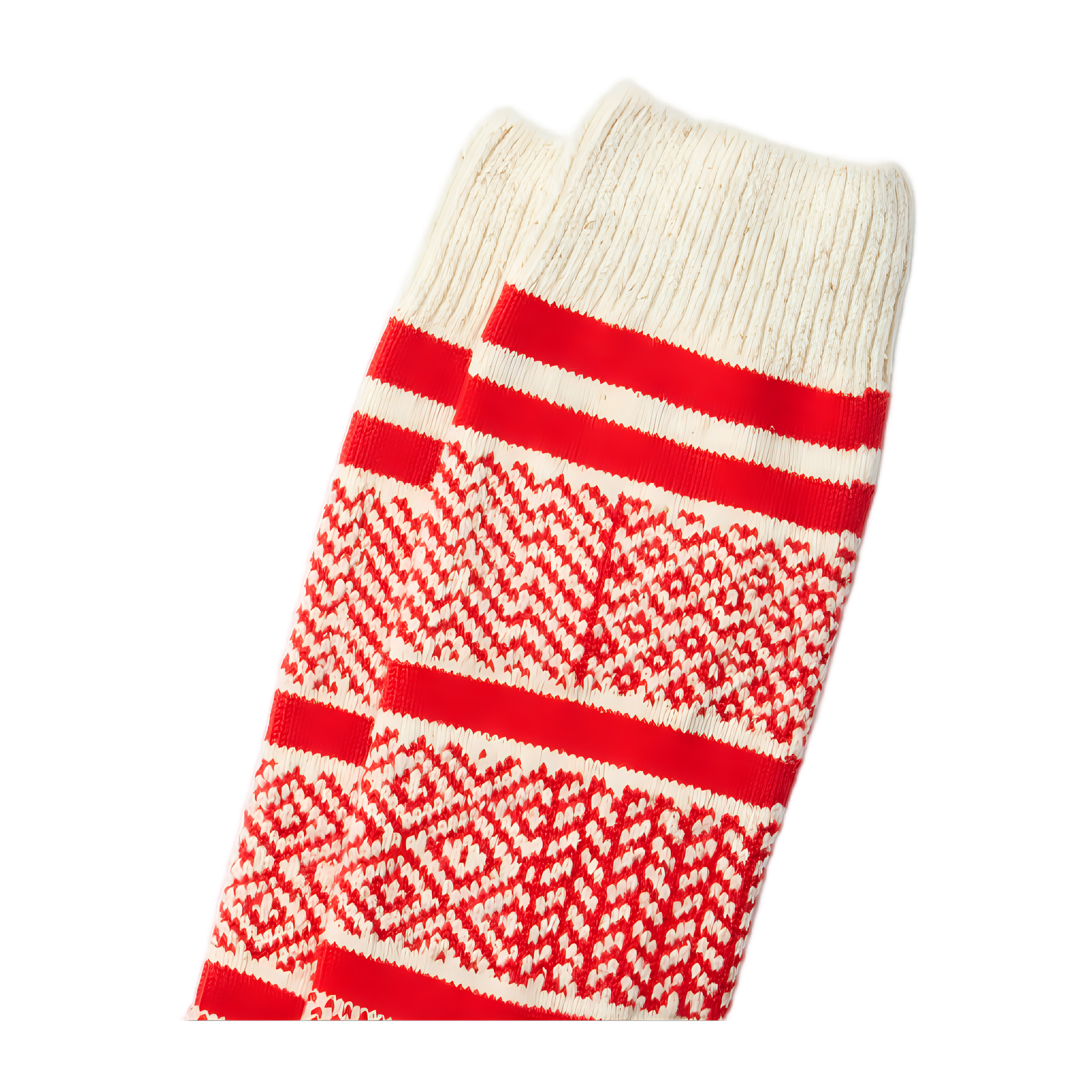 Multi Jacquard Crew Socks - Ivory/Red