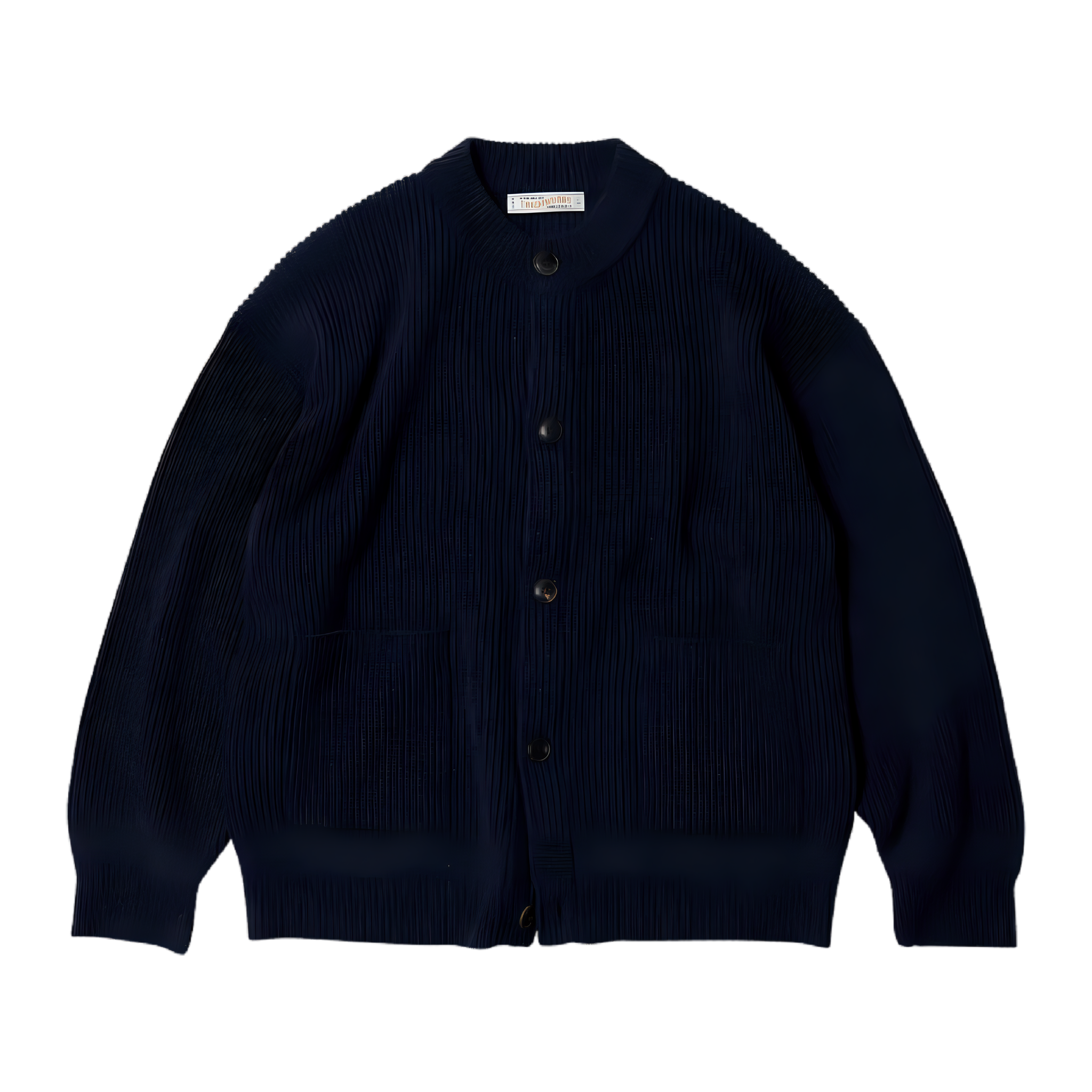 Heavy Wool Round Cardigan - Indigo