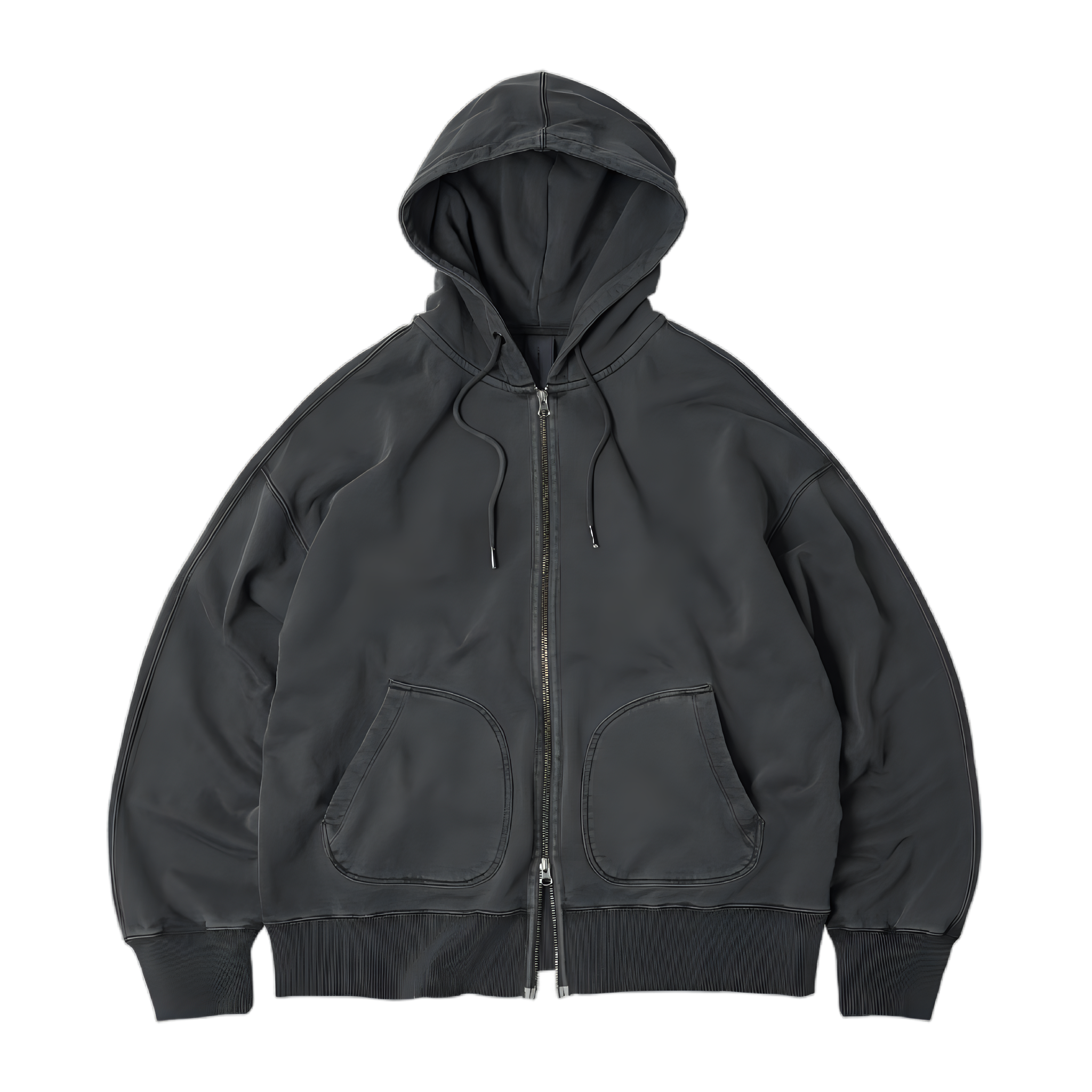 OG Pigment Dyeing Hood Zip up Parka - Charcoal