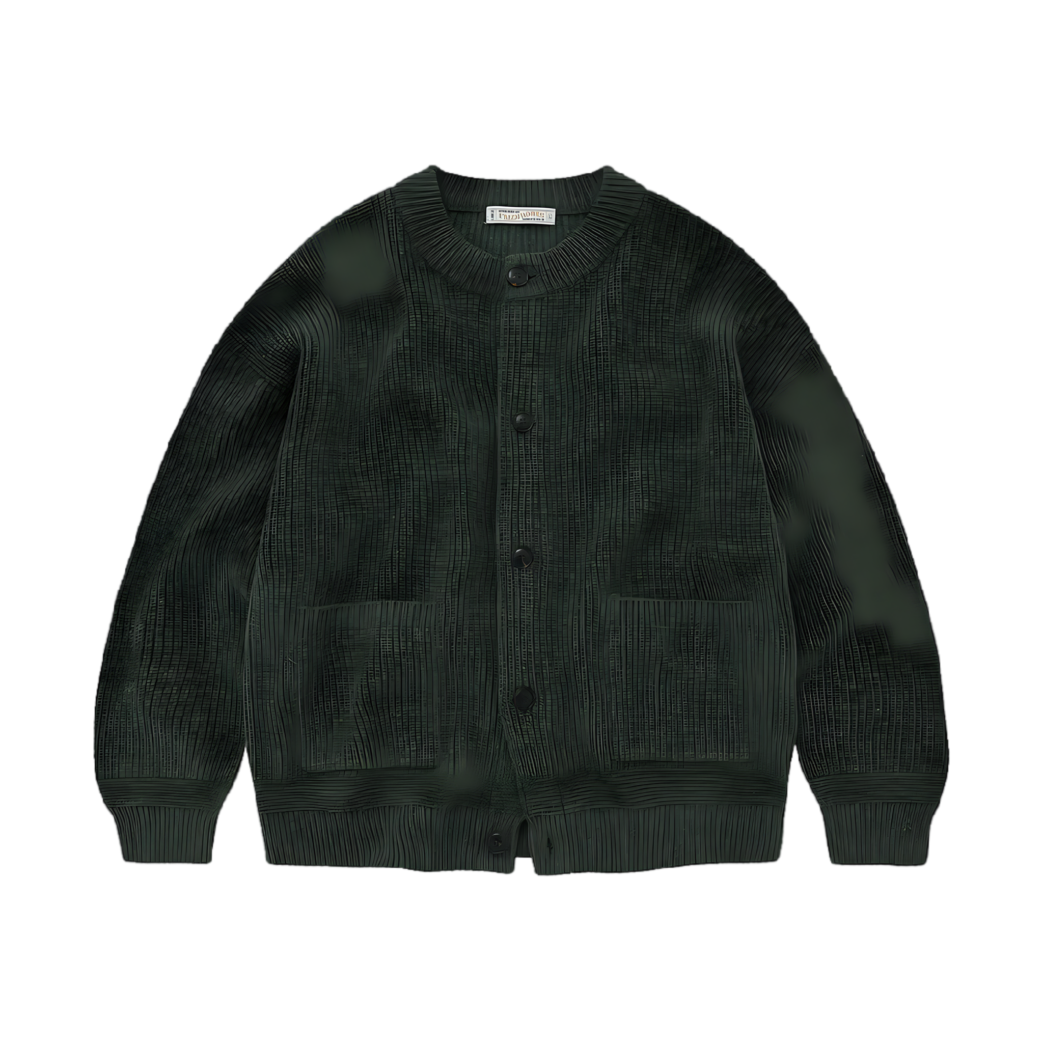 Heavy Wool Round Cardigan - Forest Green