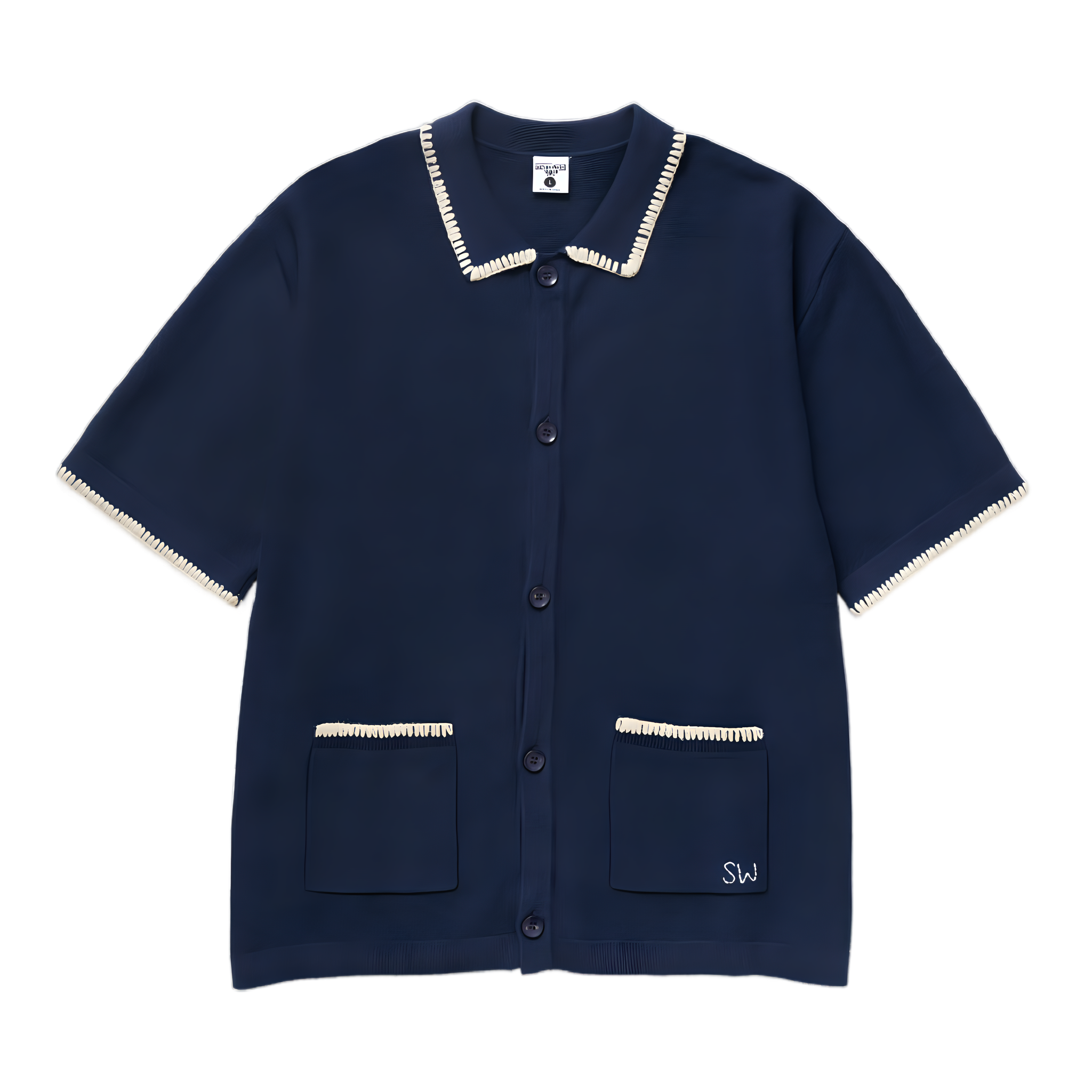 Blanket Stitch Knit - Navy