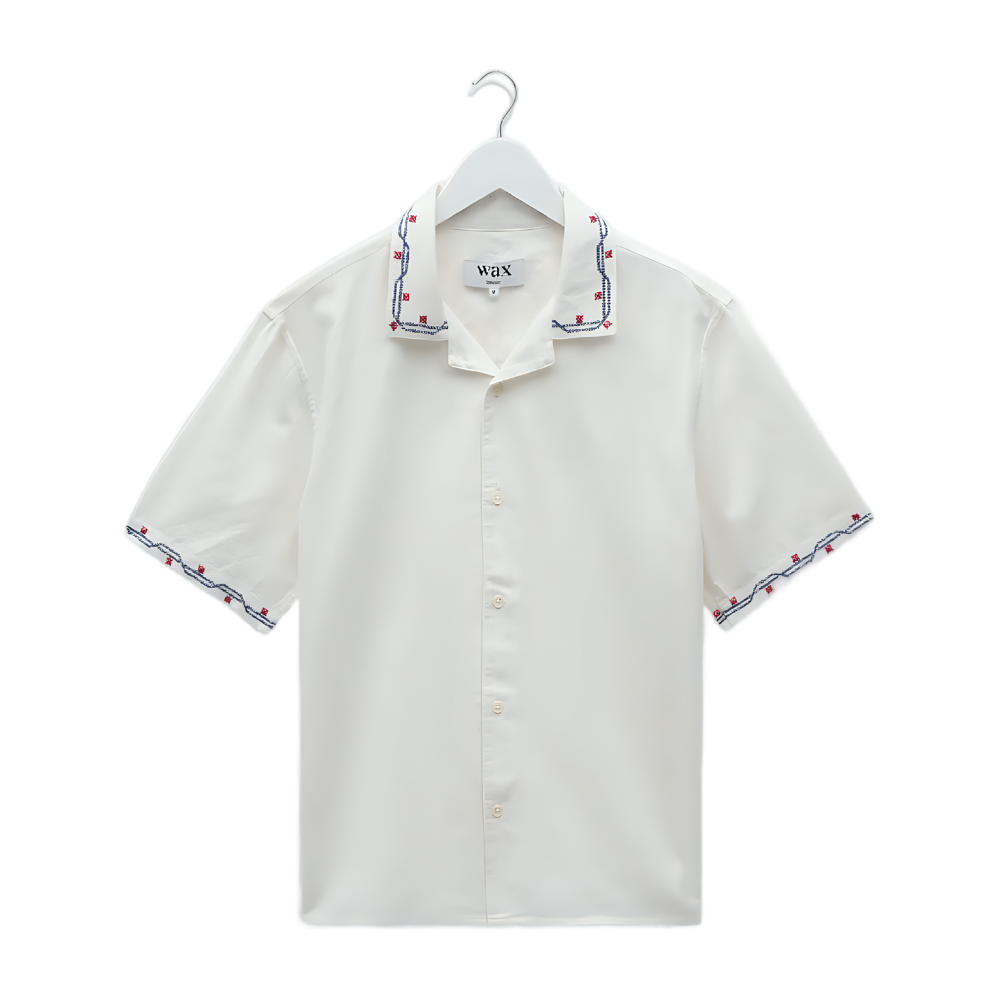 Didcot Cross-Stitch Border SS Shirt - Ecru