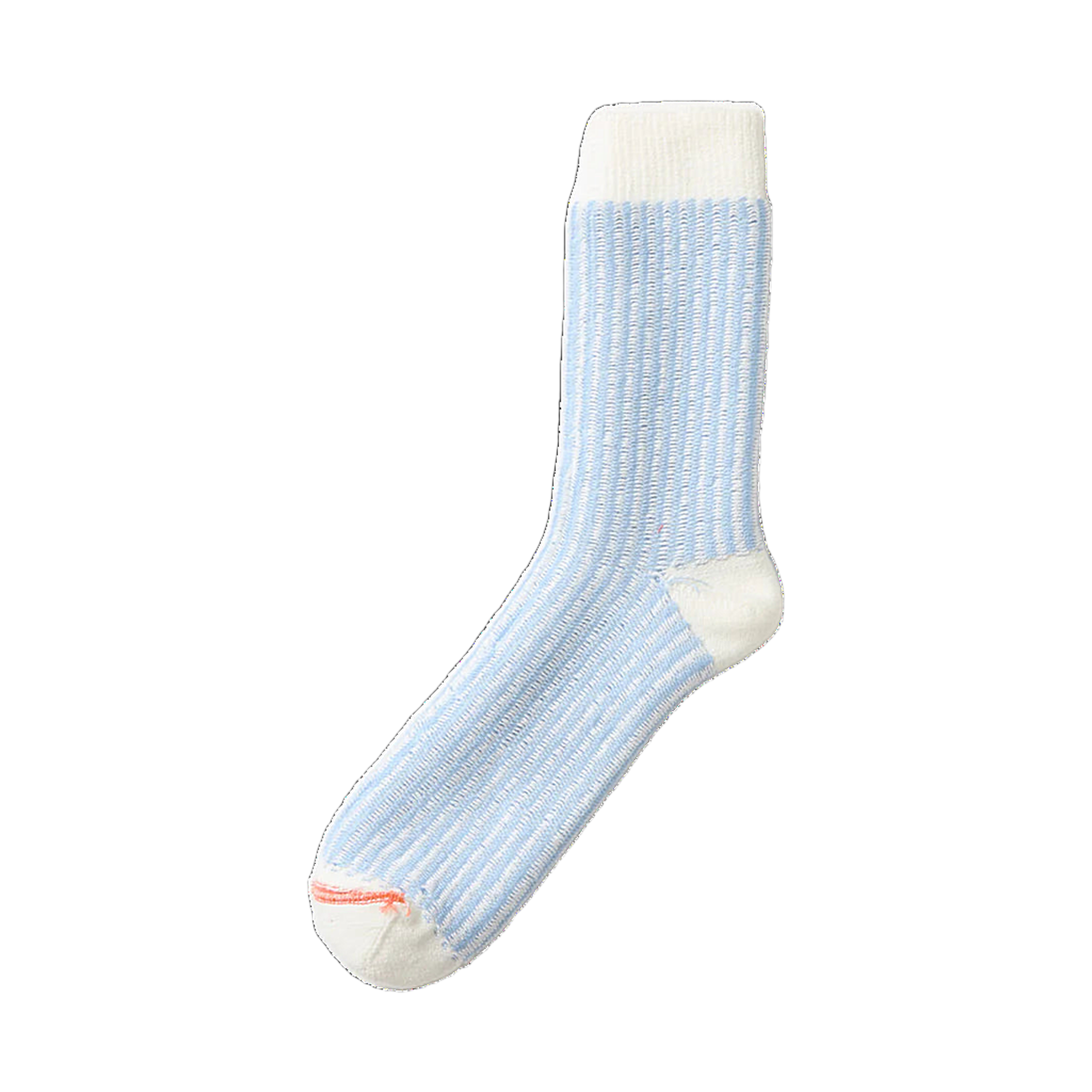Vertical Stripe Socks - White/Light Blue
