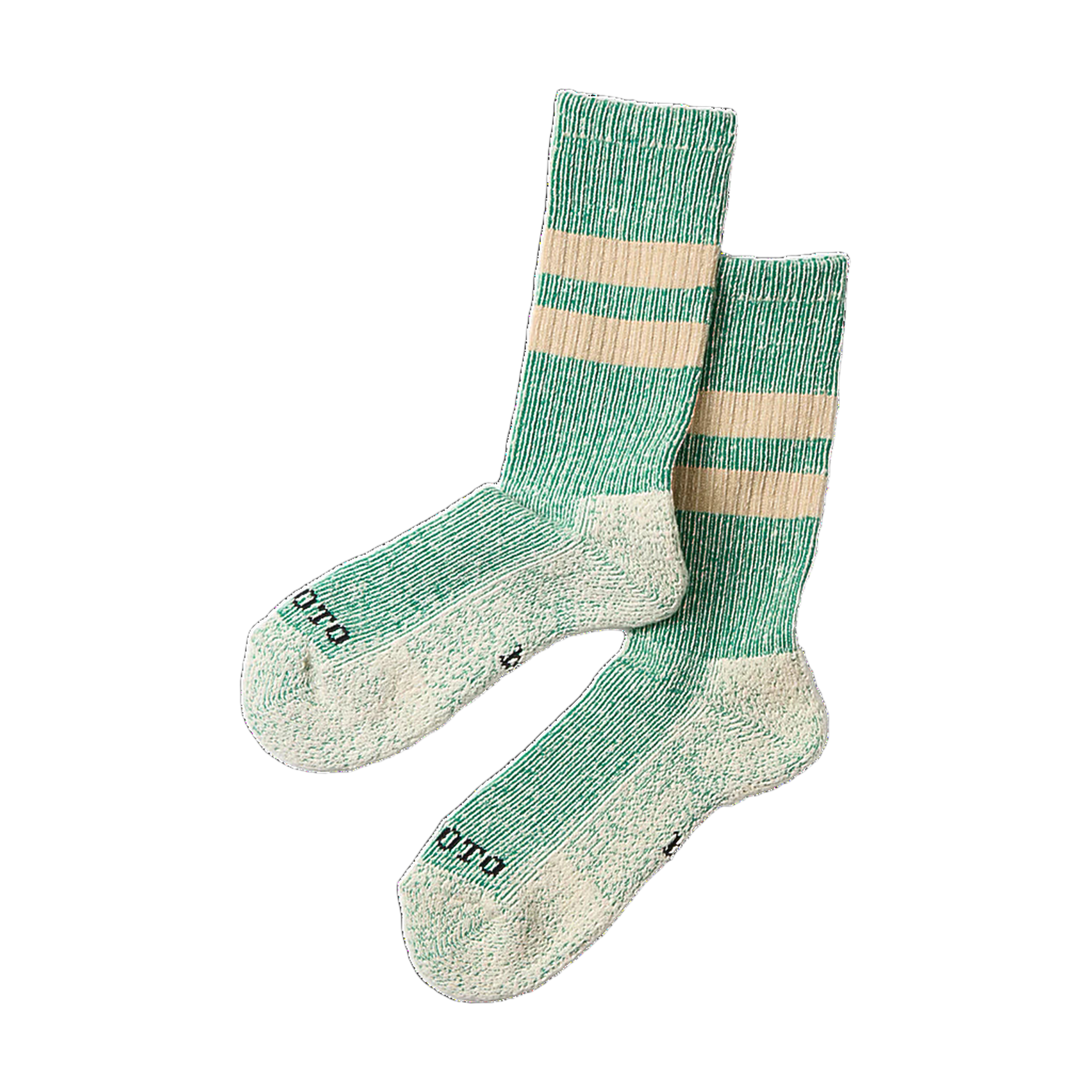 Pile Stripe Marl Socks - Green/Beige