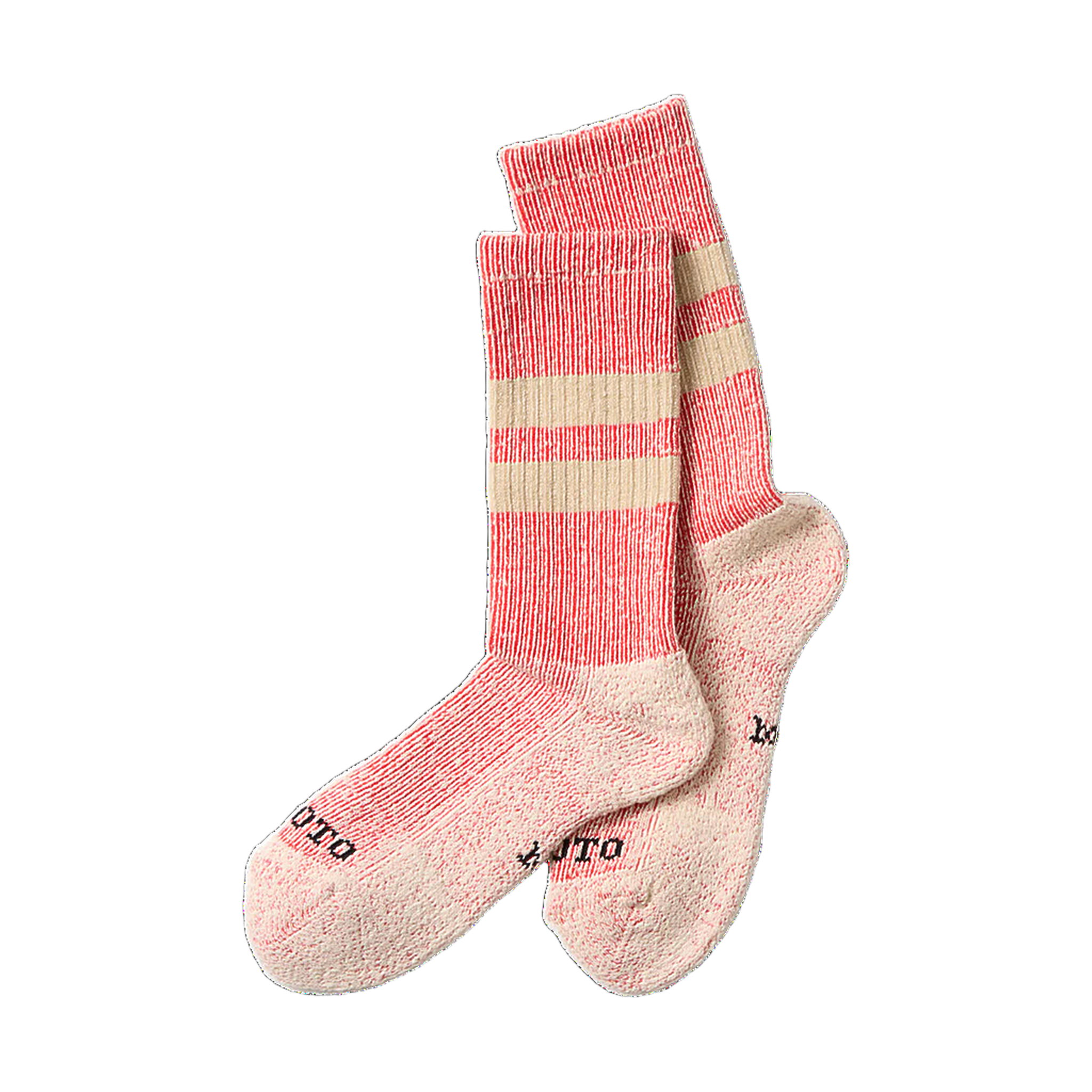 Pile Stripe Marl Socks - Red/Beige