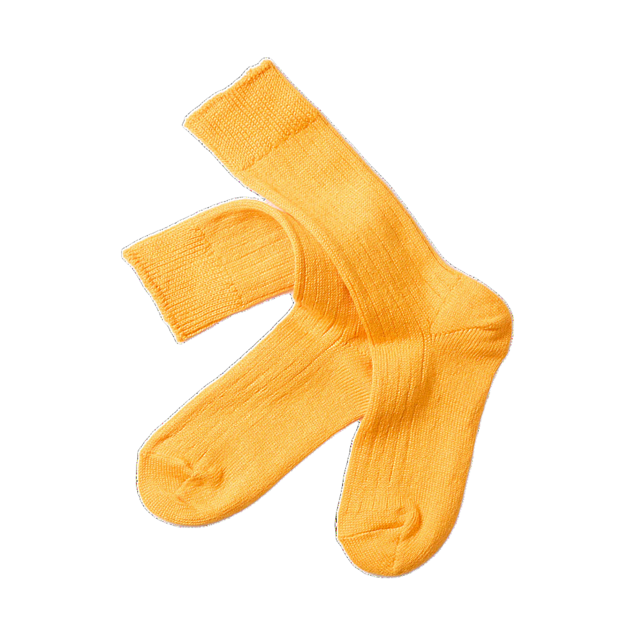 Linen Cotton Ribbed Crew Socks - Sun Yellow