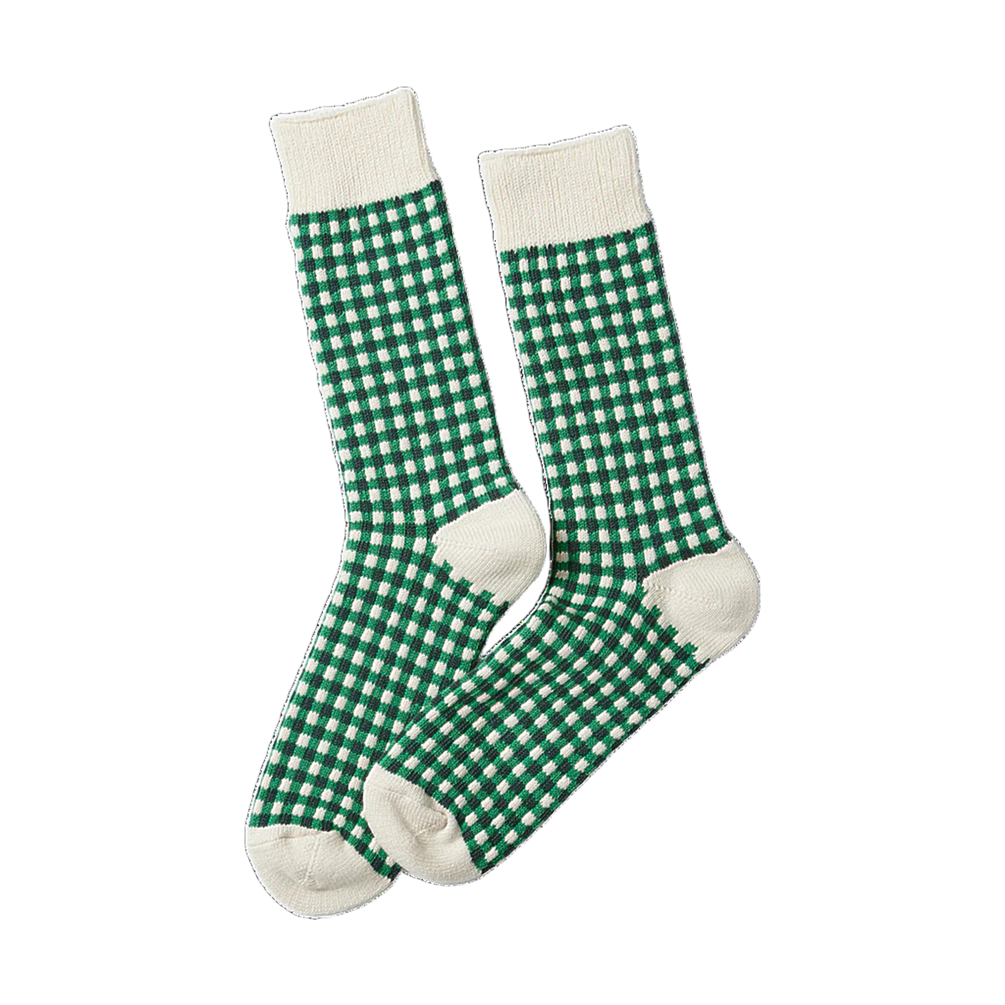 Gingham Check Socks - Green
