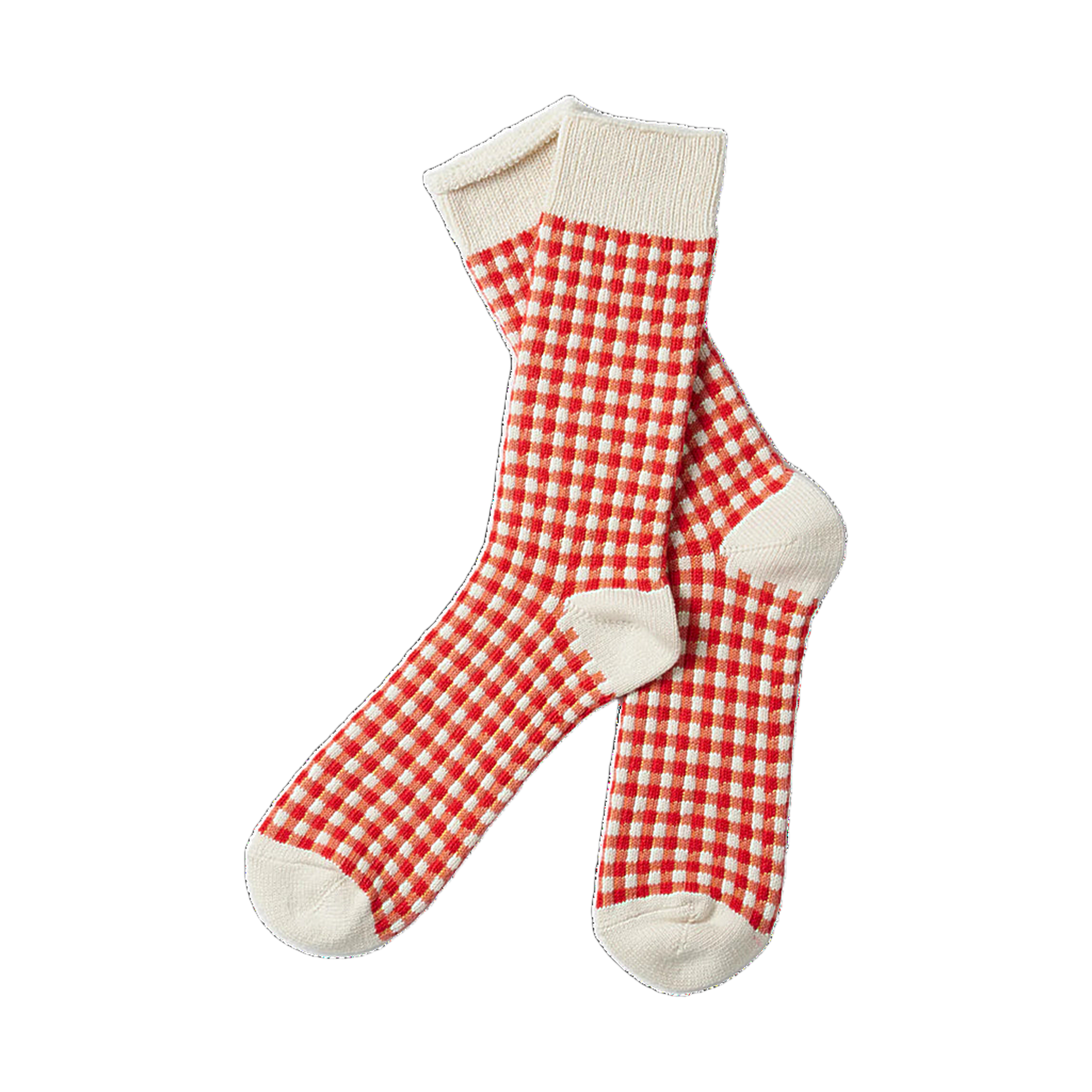 Gingham Check Socks - Red