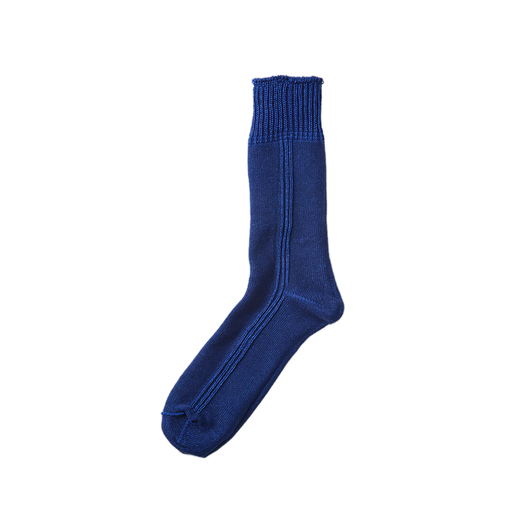 Vertical Line Linen Cotton Socks - Royal Blue