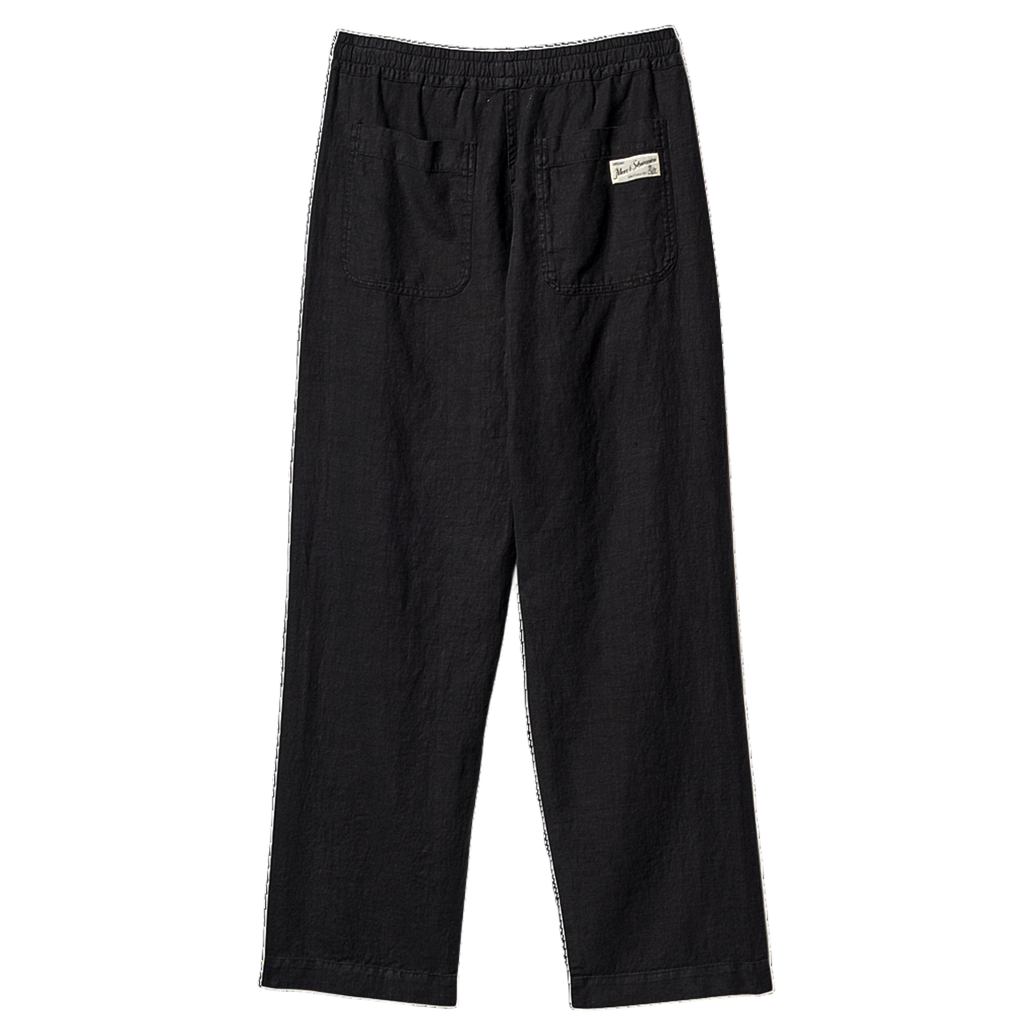 Worker's Linen Drawstring Trousers - Deep Black