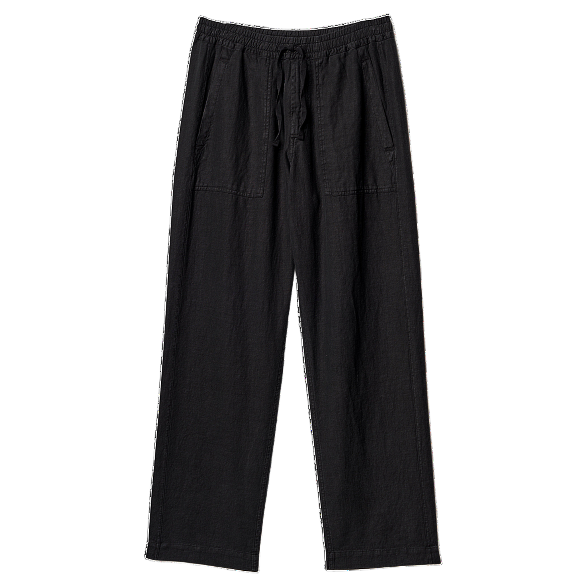 Worker's Linen Drawstring Trousers - Deep Black