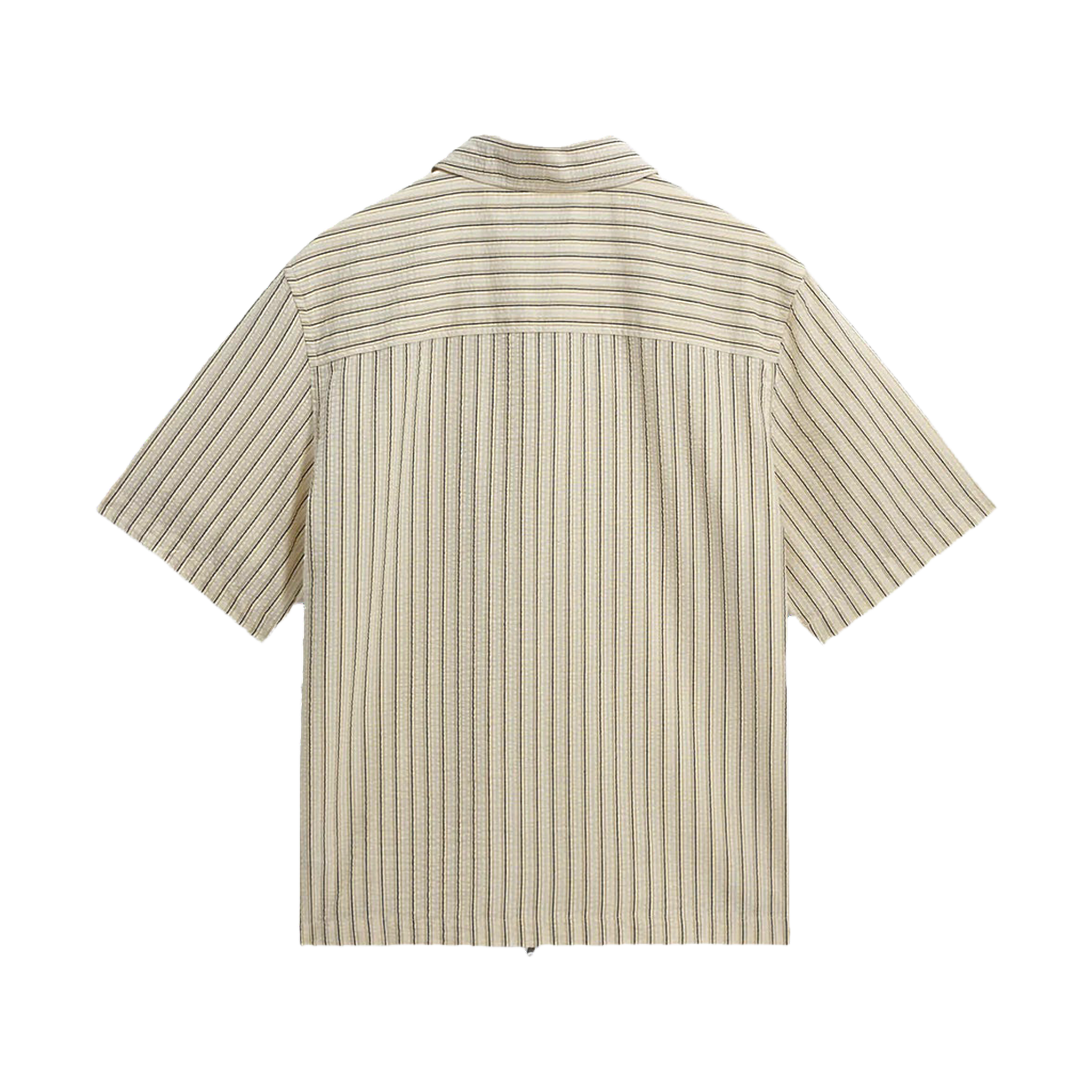 Sears Zip S/S Shirt - Seersucker Stripe - Natural/Navy