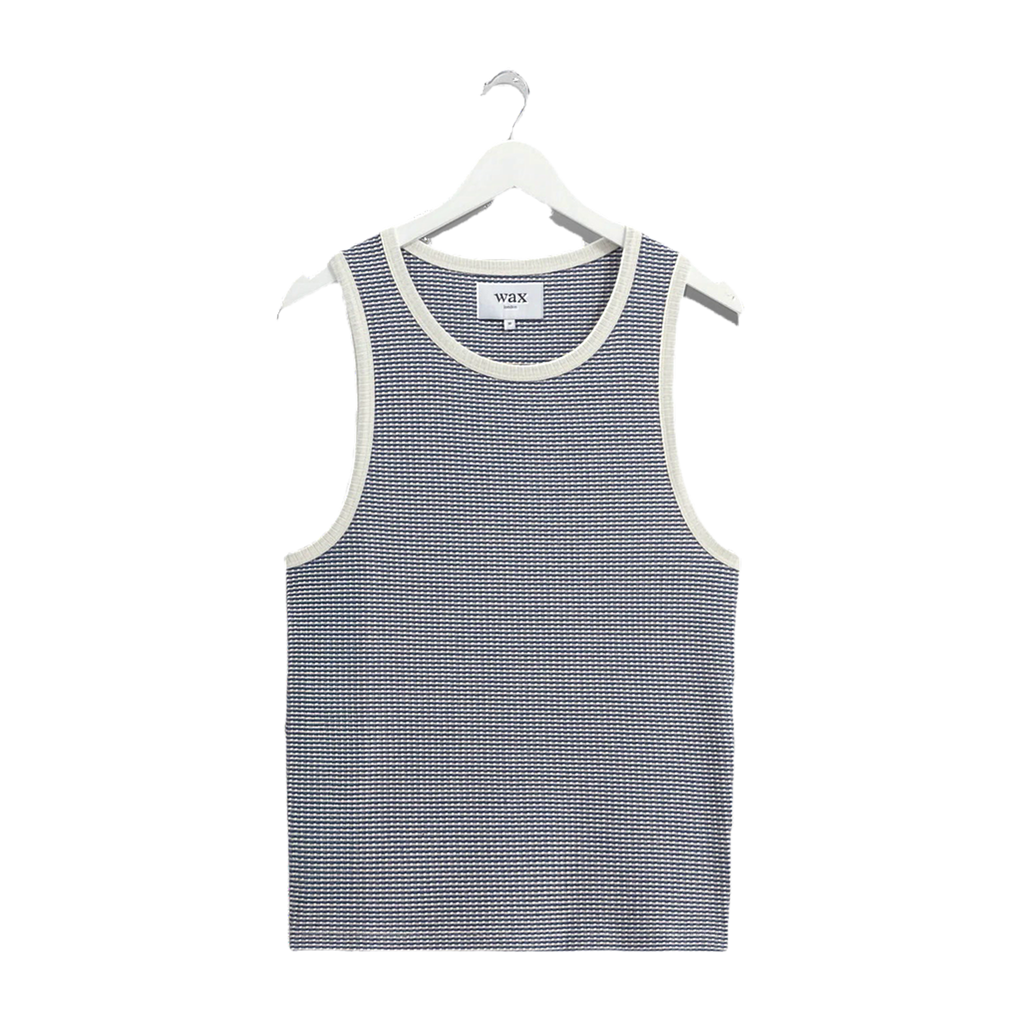 Montague Vest - Mini Stripe Rib - Blue/Ecru