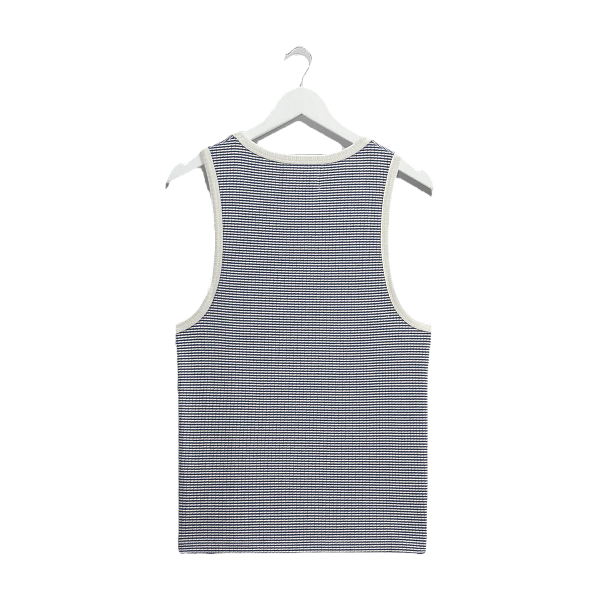 Montague Vest - Mini Stripe Rib - Blue/Ecru