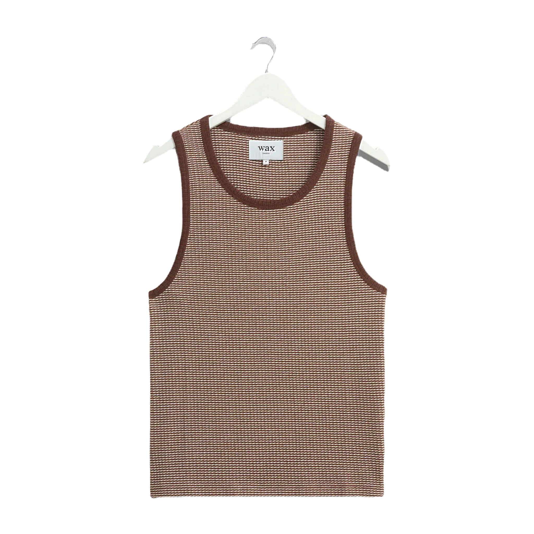 Montague Vest - Mini Stripe Rib - Brown/Ecru