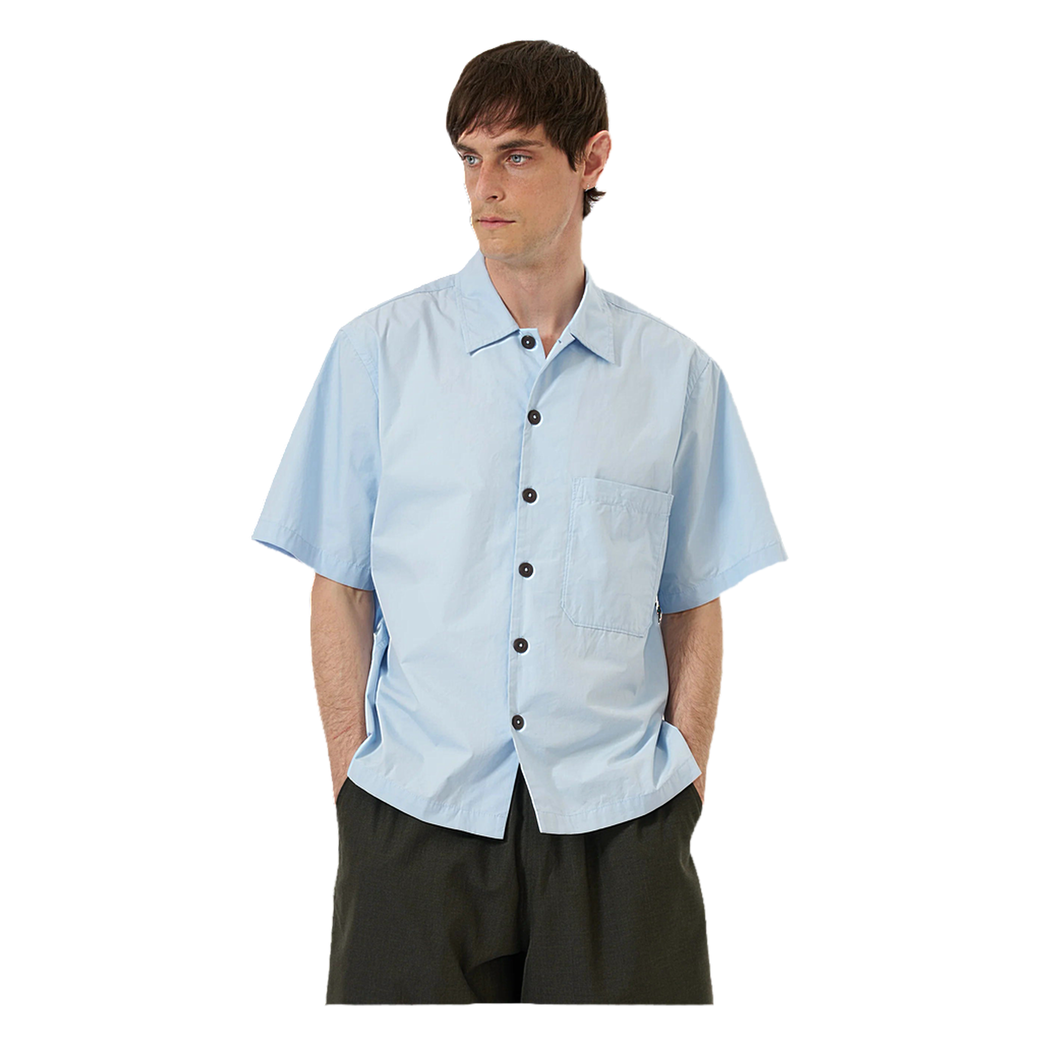 Paper Touch Cotton S/S Fatigue Shirt - Sky Blue
