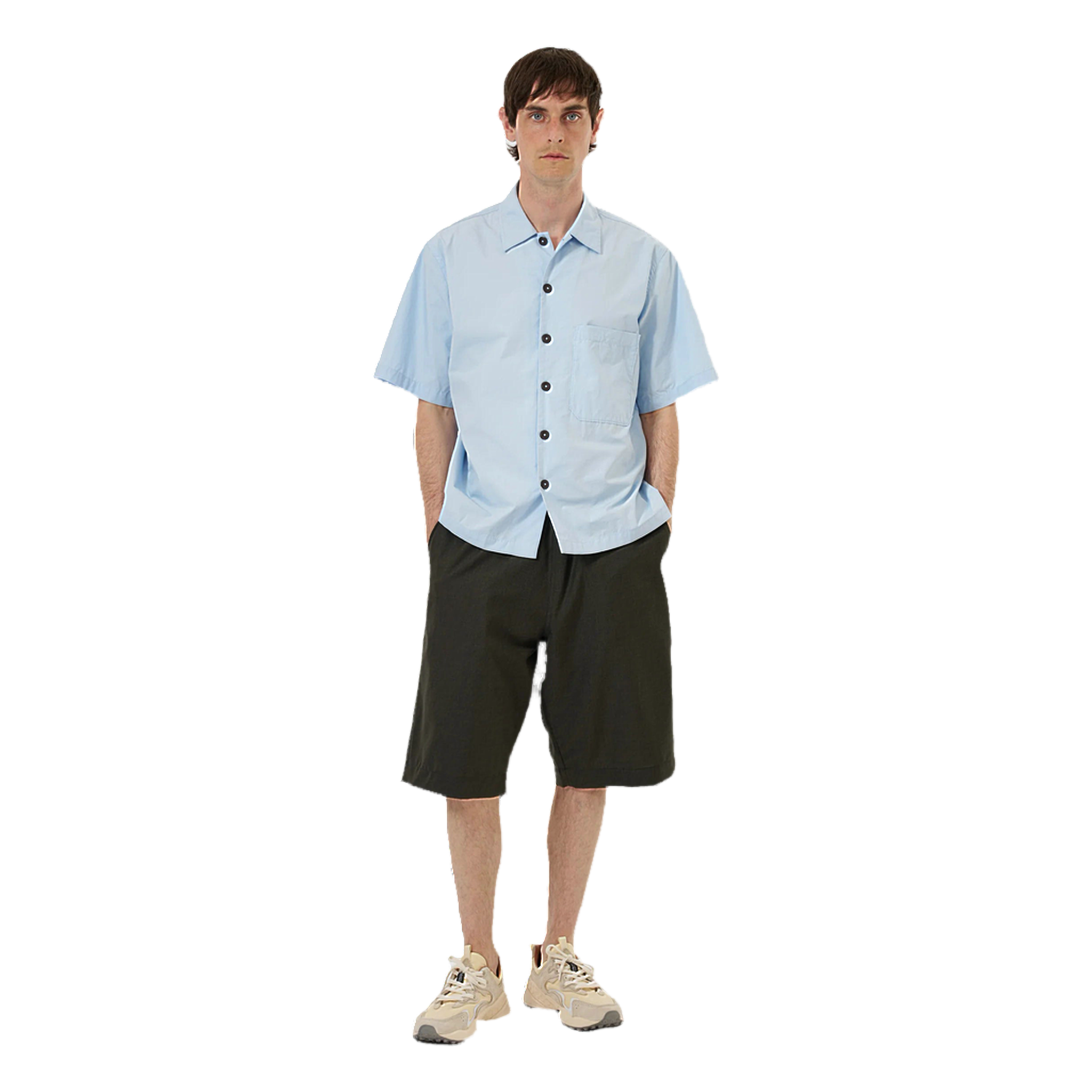 Paper Touch Cotton S/S Fatigue Shirt - Sky Blue