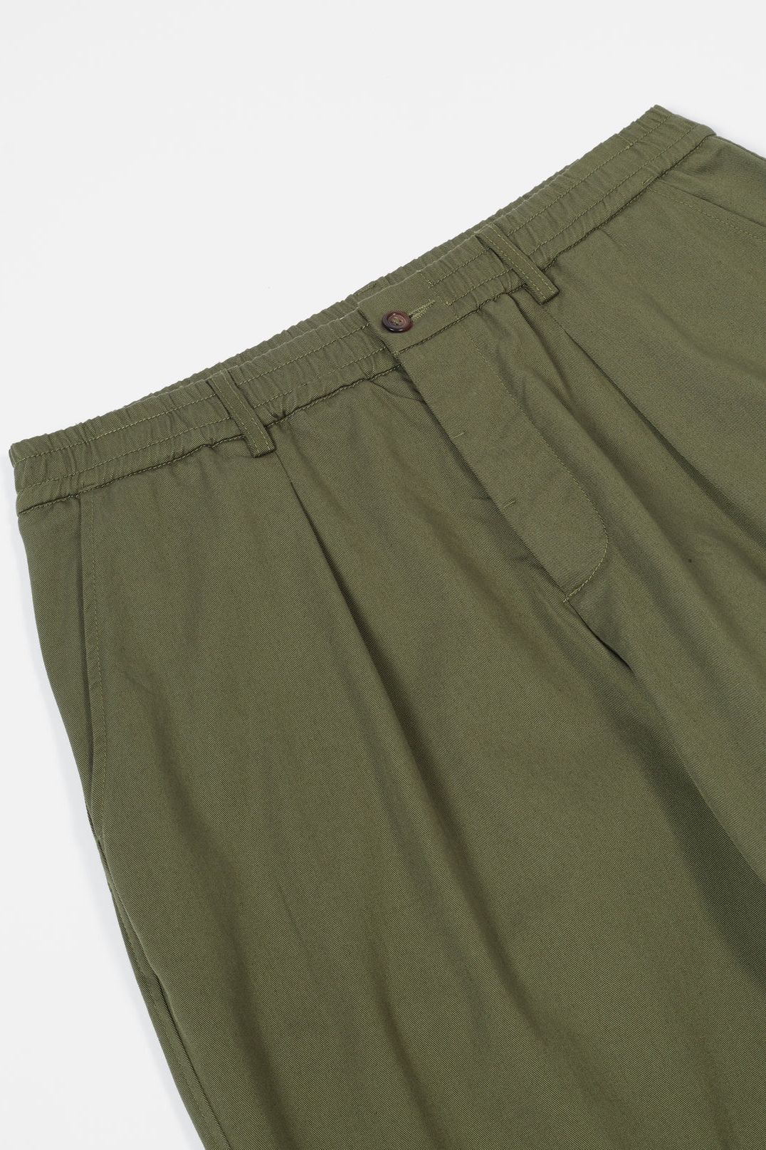 Pleated Track Pant - Light Olive Twill