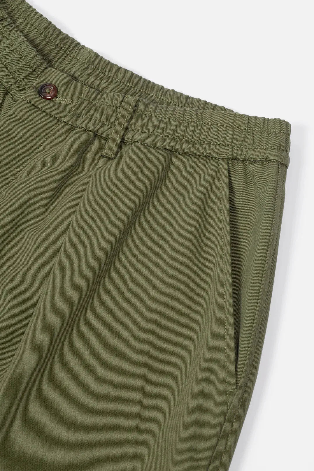 Pleated Track Pant - Light Olive Twill