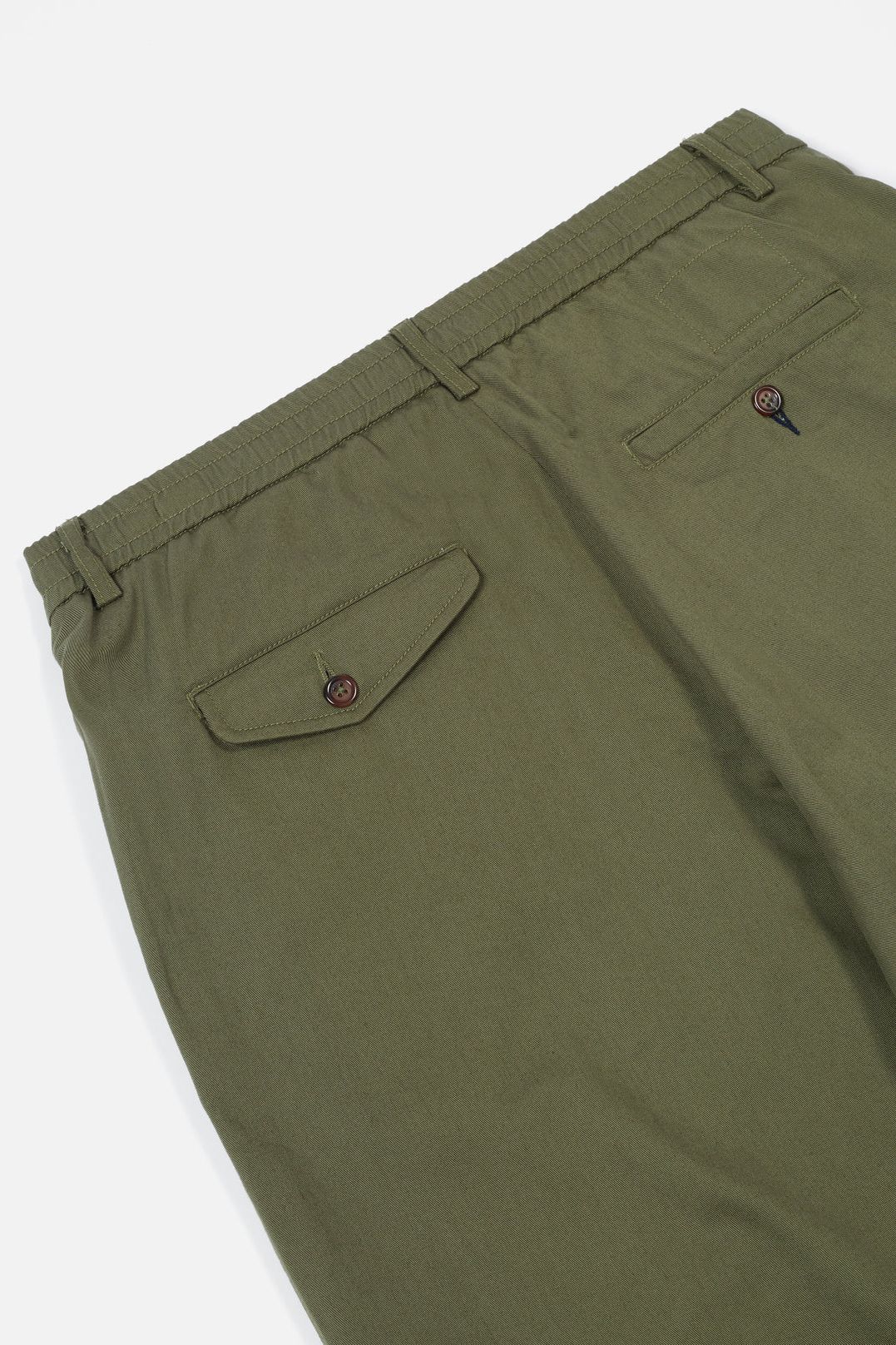 Pleated Track Pant - Light Olive Twill