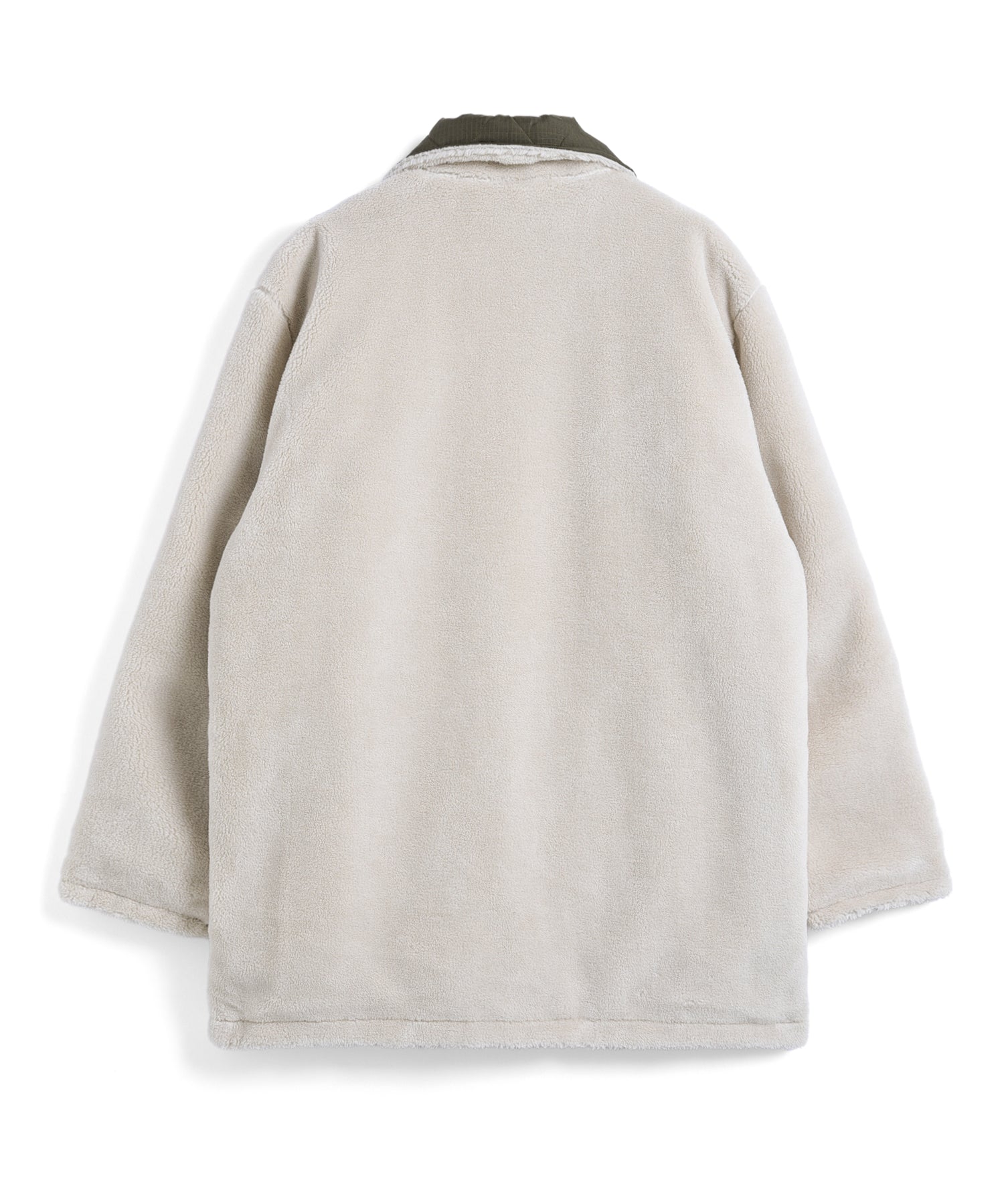 Military Down/Boa Reversible Coat - Dark Olive/Cream